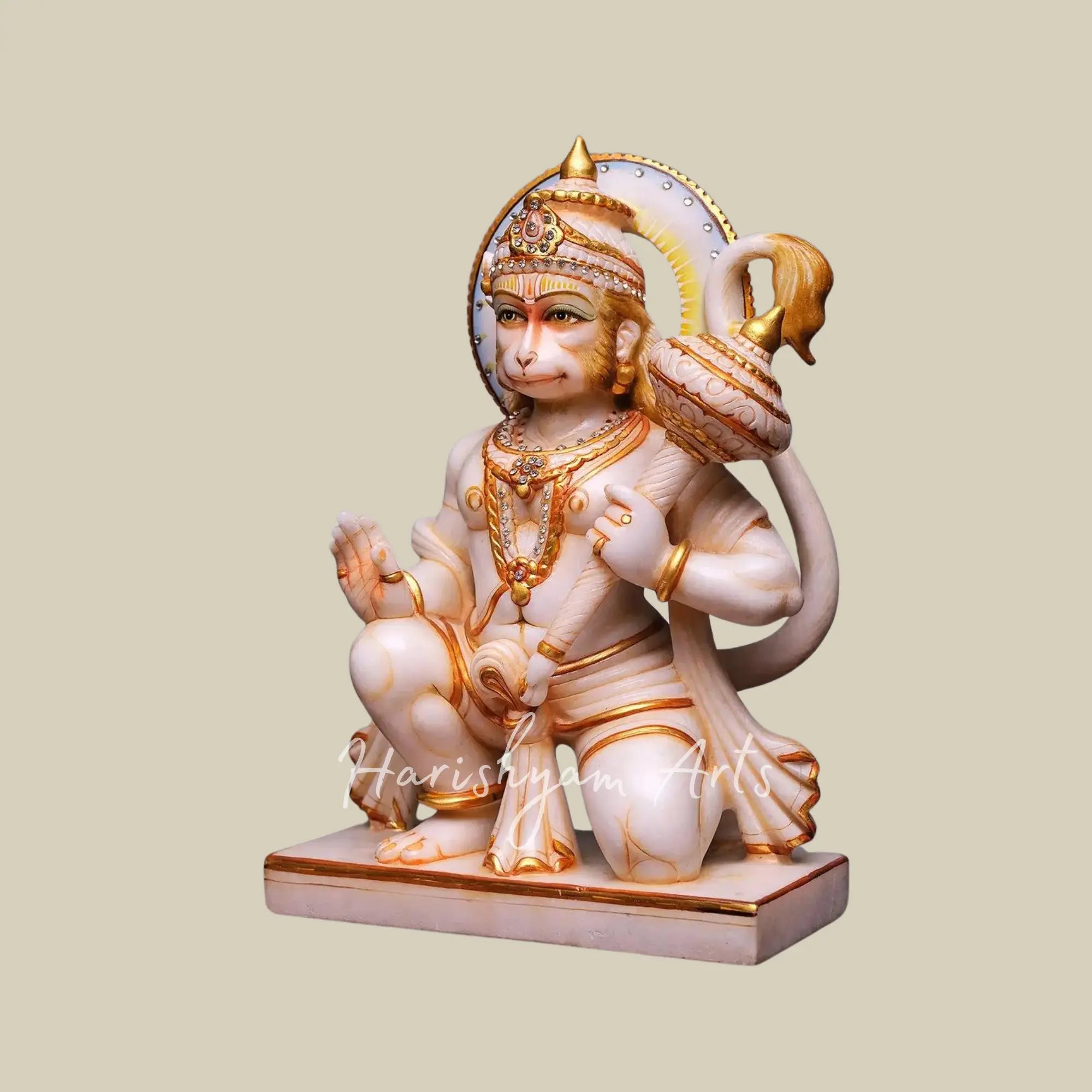 15 inches Shri Hanuman Marble Idol in Seated Position 2