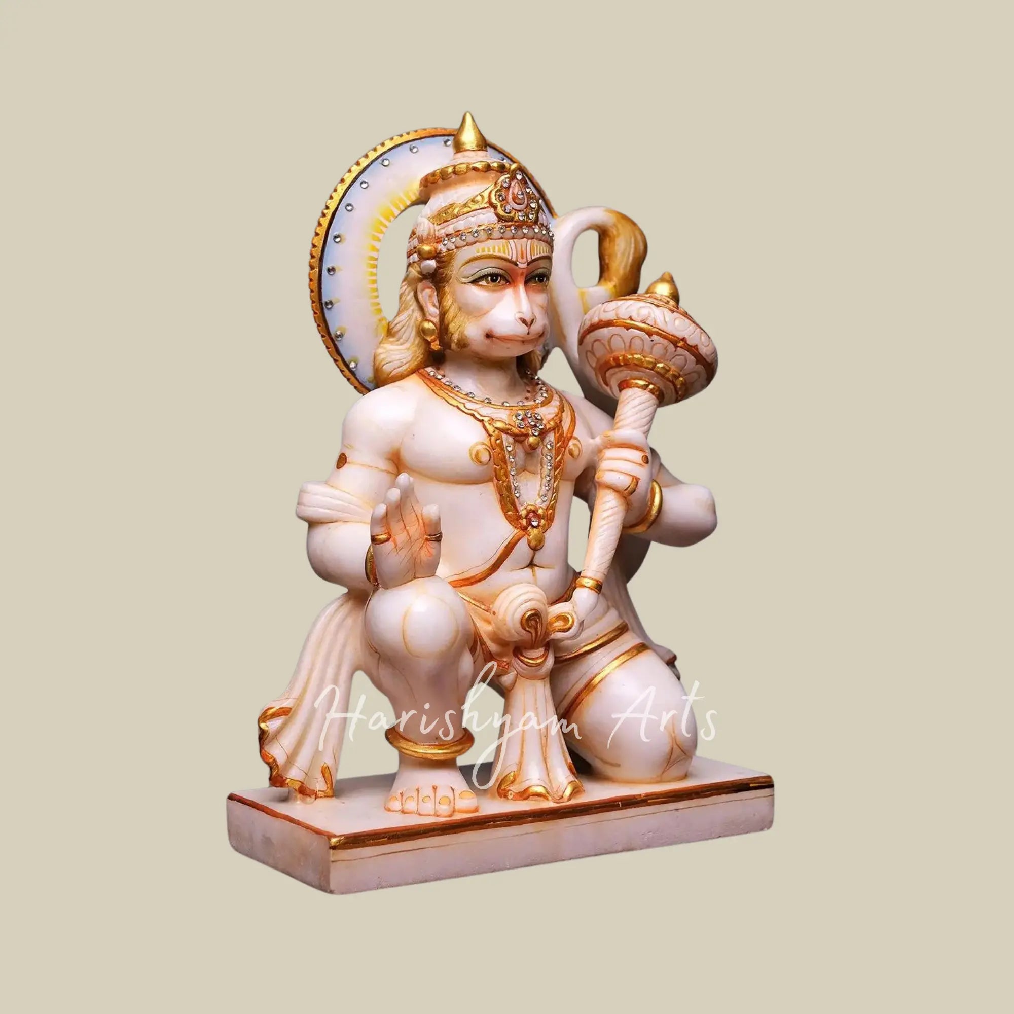 15 inches Shri Hanuman Marble Idol in Seated Position 3