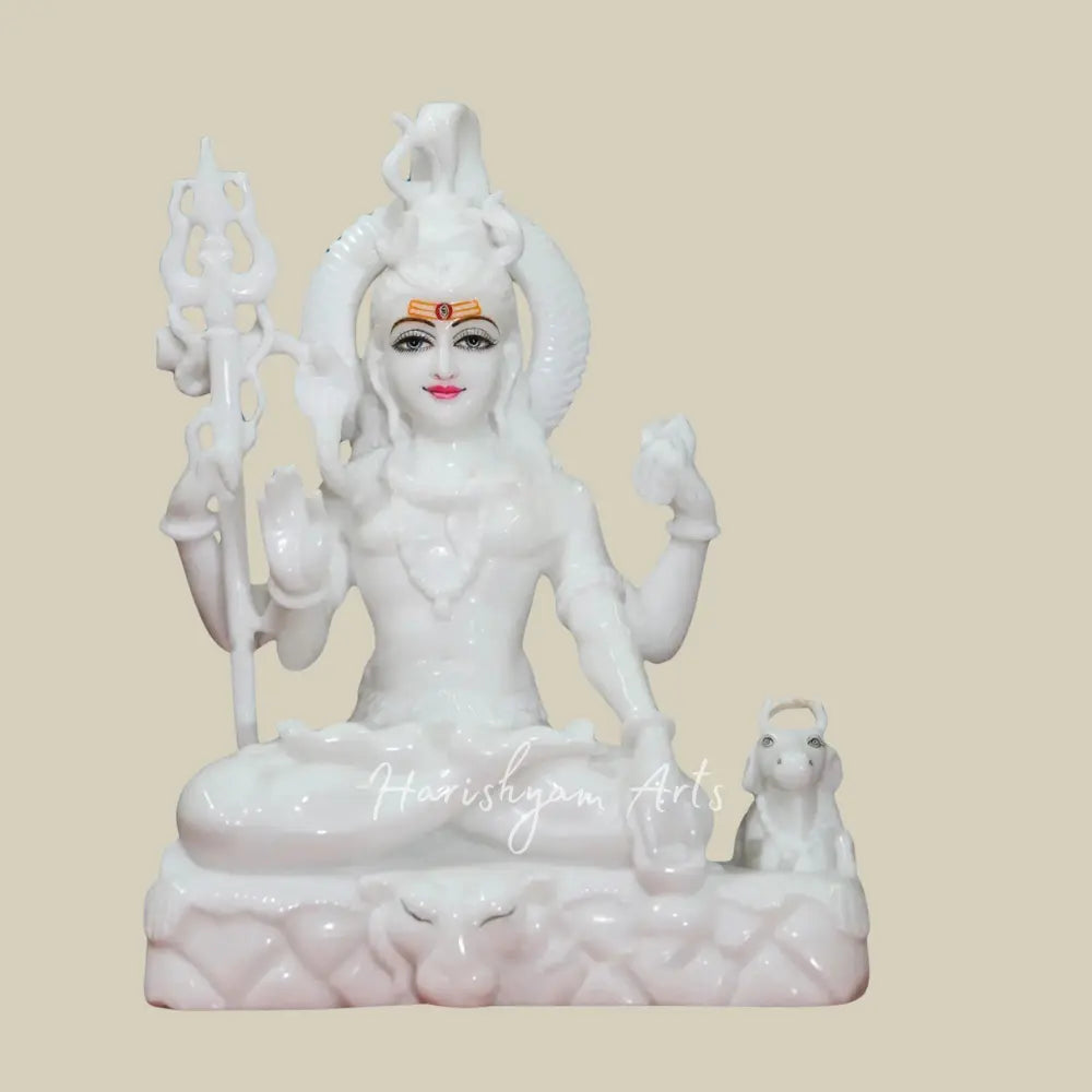 15" White Makrana Marble Shiv Ji Murti