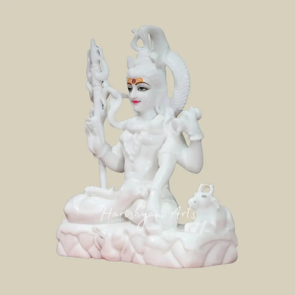 15" White Makrana Marble Shiv Ji Murti