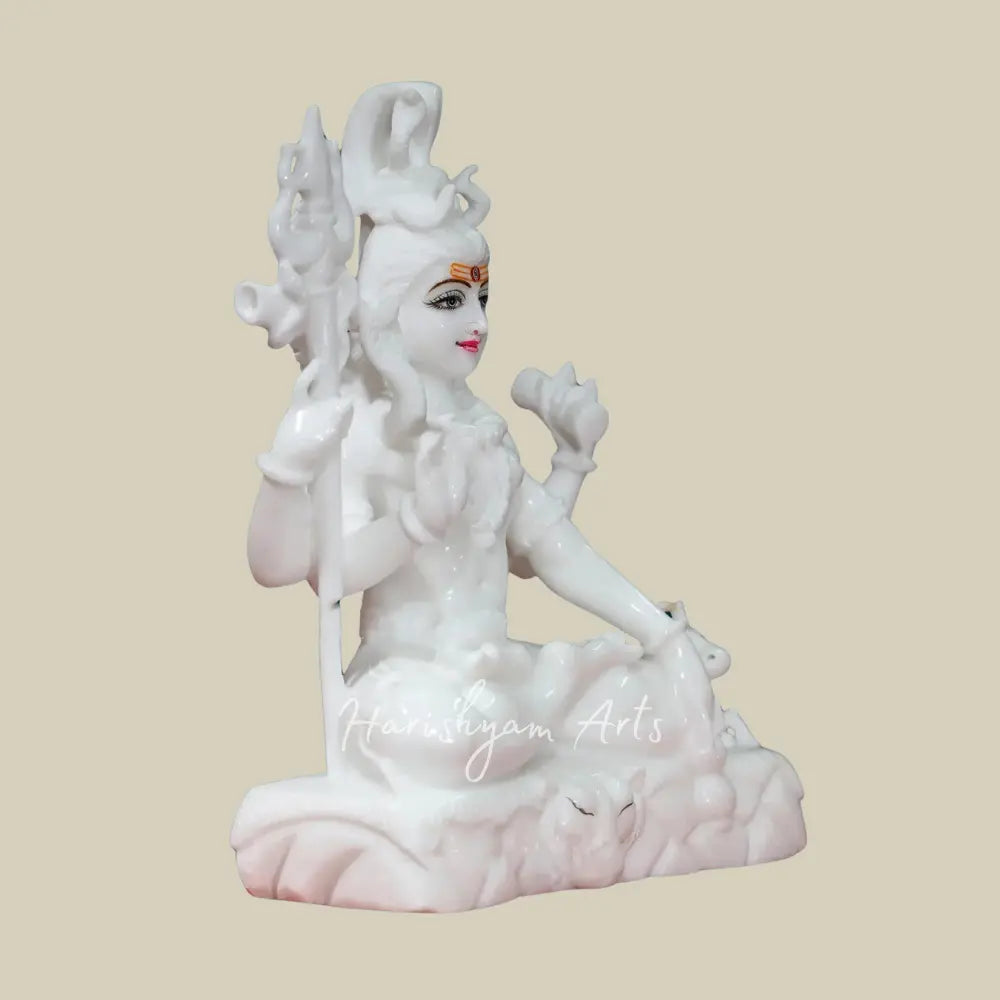 15" White Makrana Marble Shiv Ji Murti