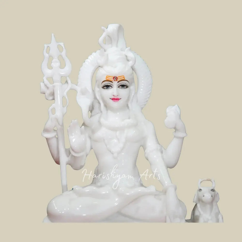 15" White Makrana Marble Shiv Ji Murti