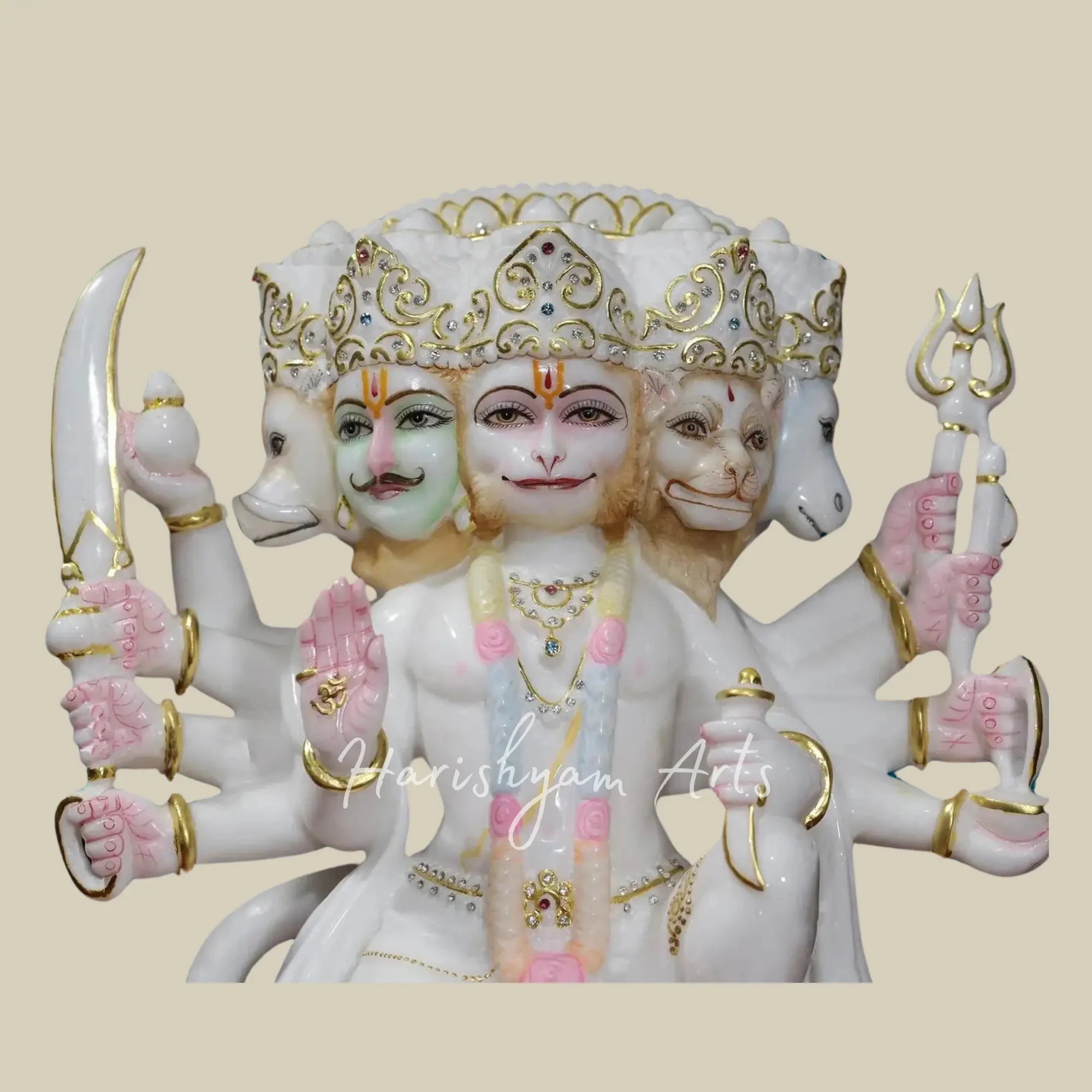 15 inches panchmukhi hanuman marble idol 3