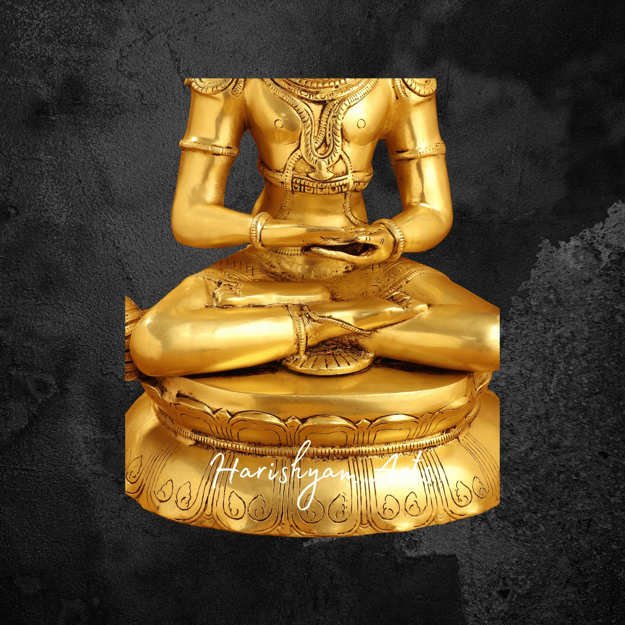 16" Brass Sitting Hanuman Idol with Base Divine Hanuman Ji Murti for Home and Temple