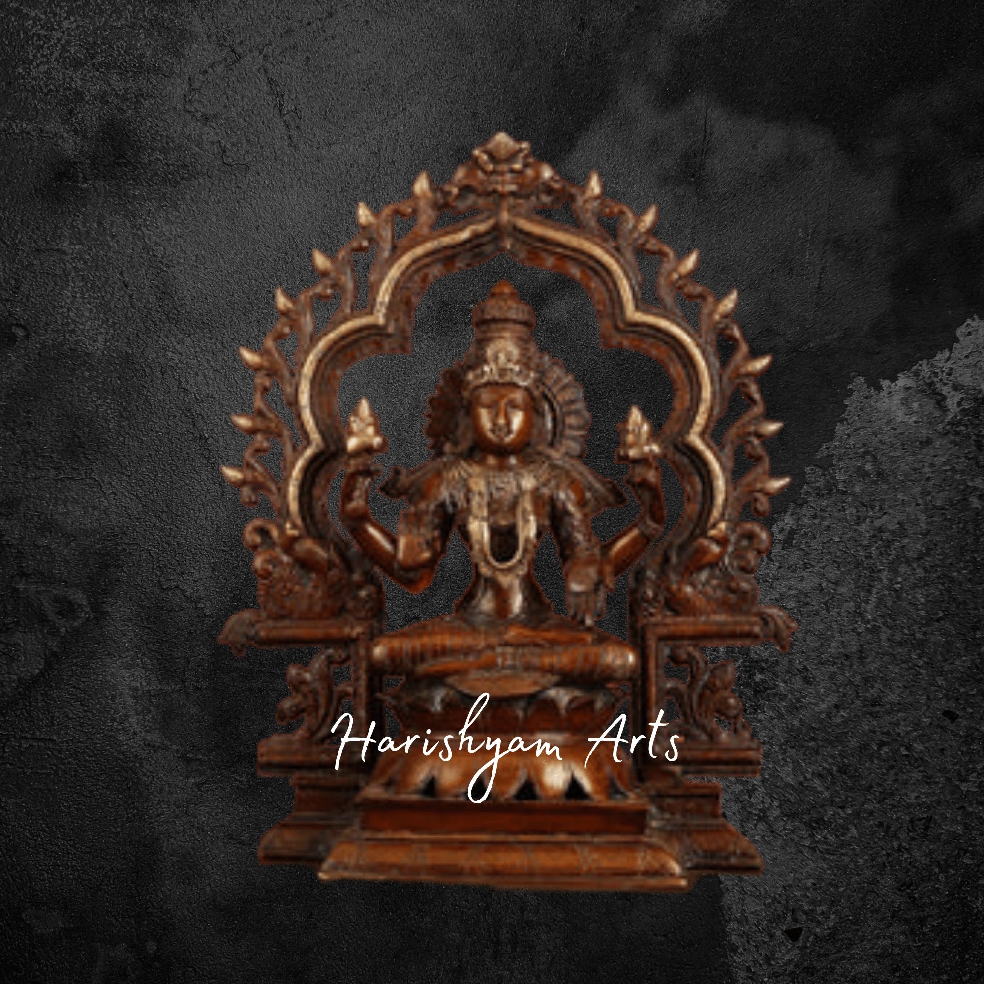 16" Brass Lakshmi Ganesha Figurine with Bronze Finish7
