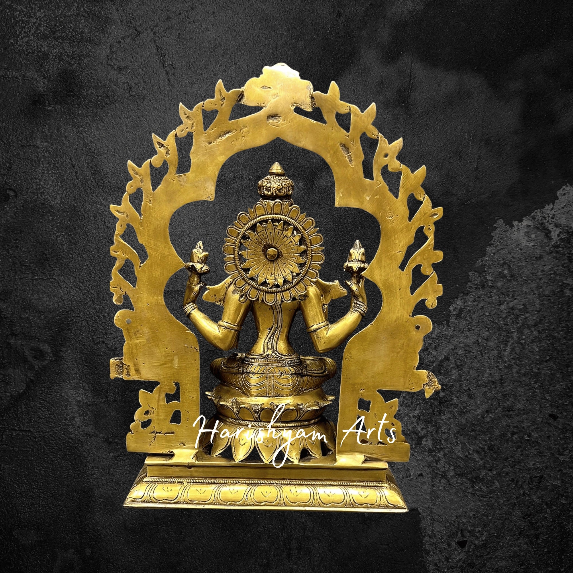 16" Laxmi Ganesh Idol in Pure Brass with Divine Carvings6