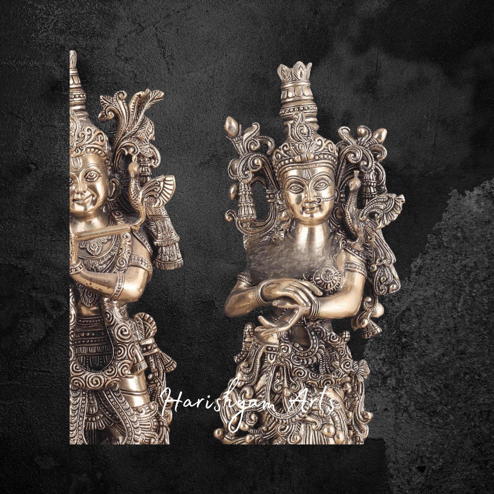 16" Premium Brass Radha Krishna Pair Statue for Home Décor