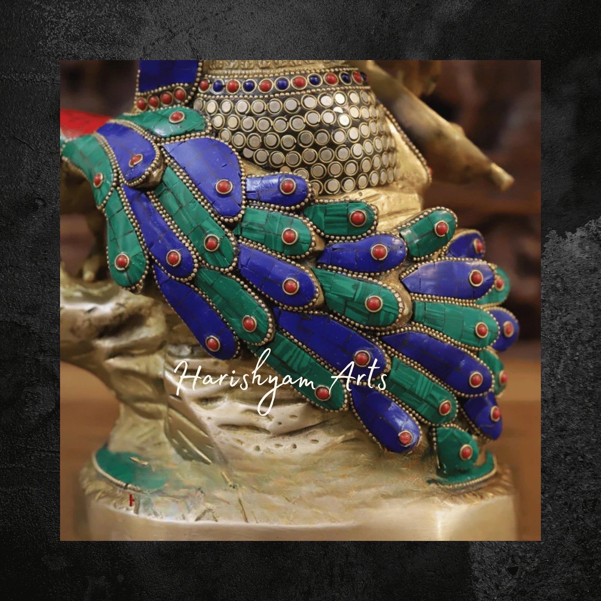 16" Pure Brass Goddess Saraswati Murti in Superfine Finish with Traditional Detailing