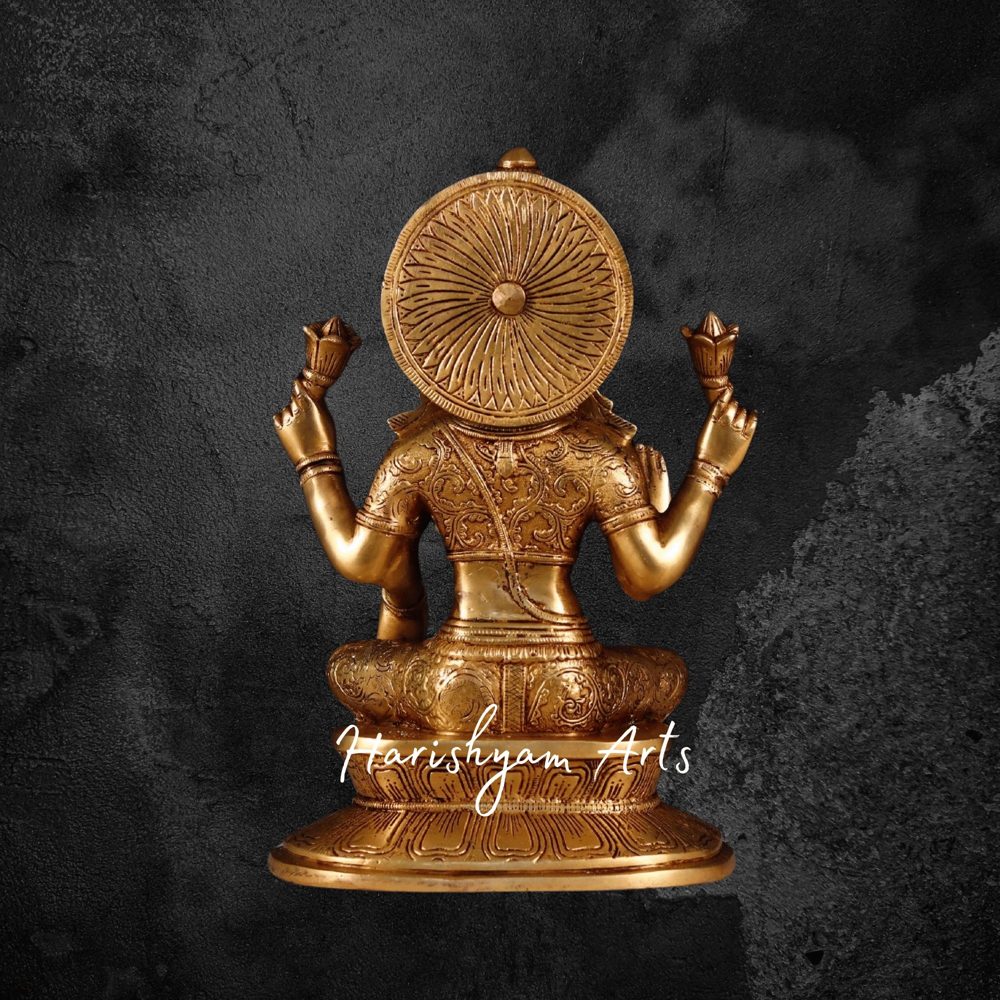 16" Pure Brass Laxmi Idol for Home Worship and Prosperity