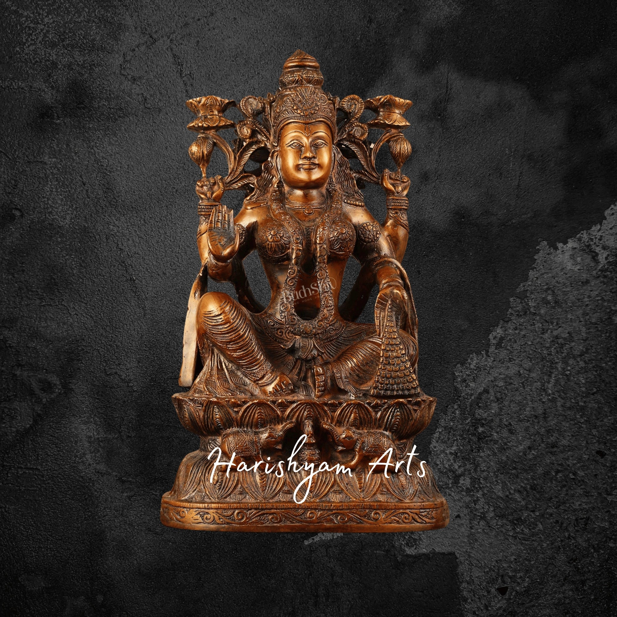16" Traditional Brass Lakshmi Murti for Temple and Pooja Room