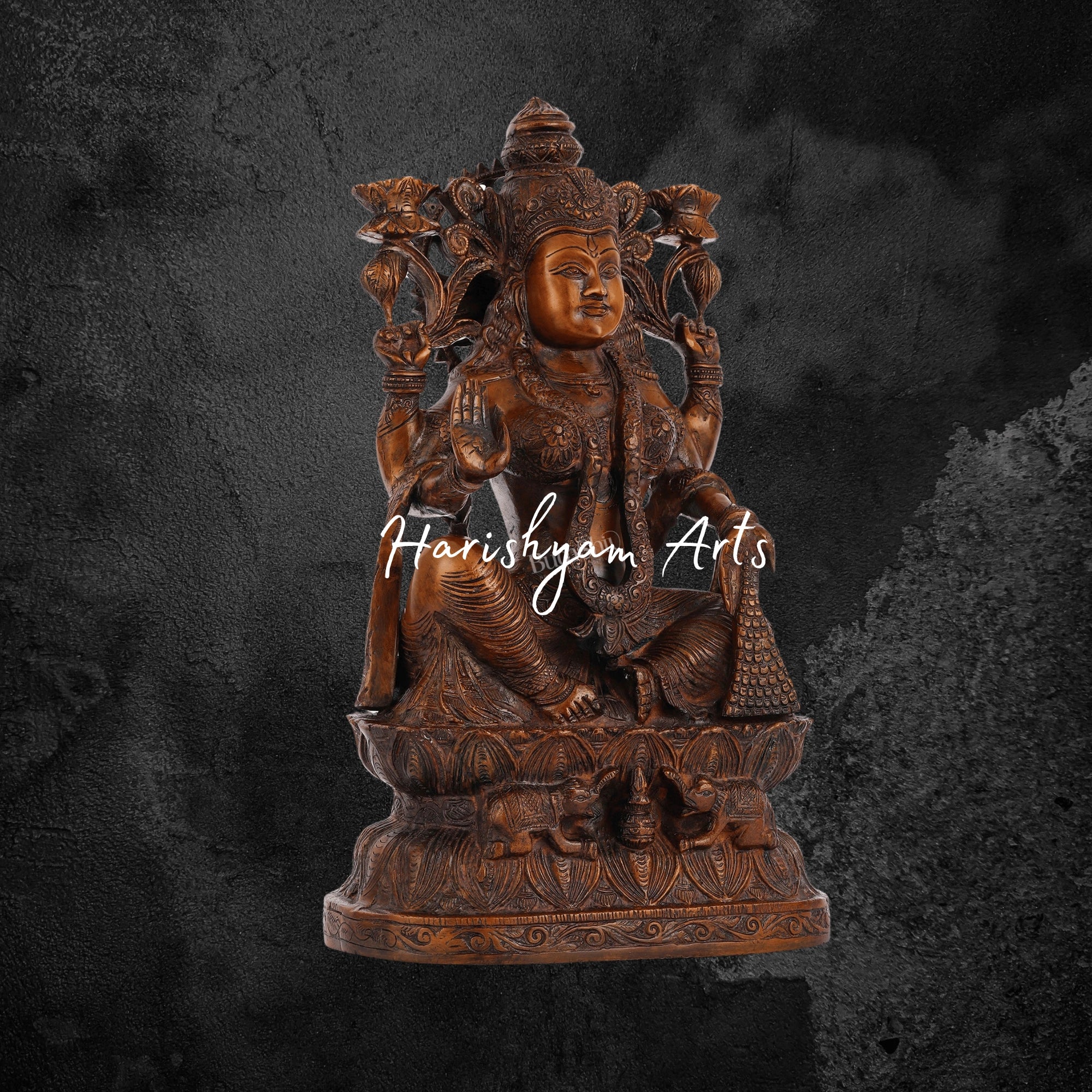 16" Traditional Brass Lakshmi Murti for Temple and Pooja Room
