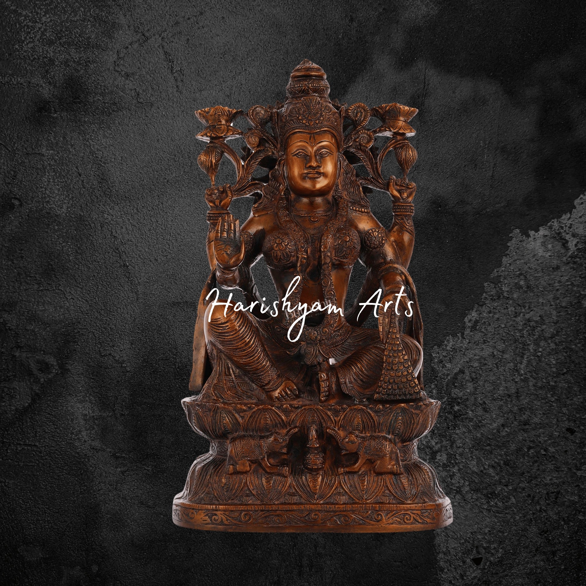 16" Traditional Brass Lakshmi Murti for Temple and Pooja Room