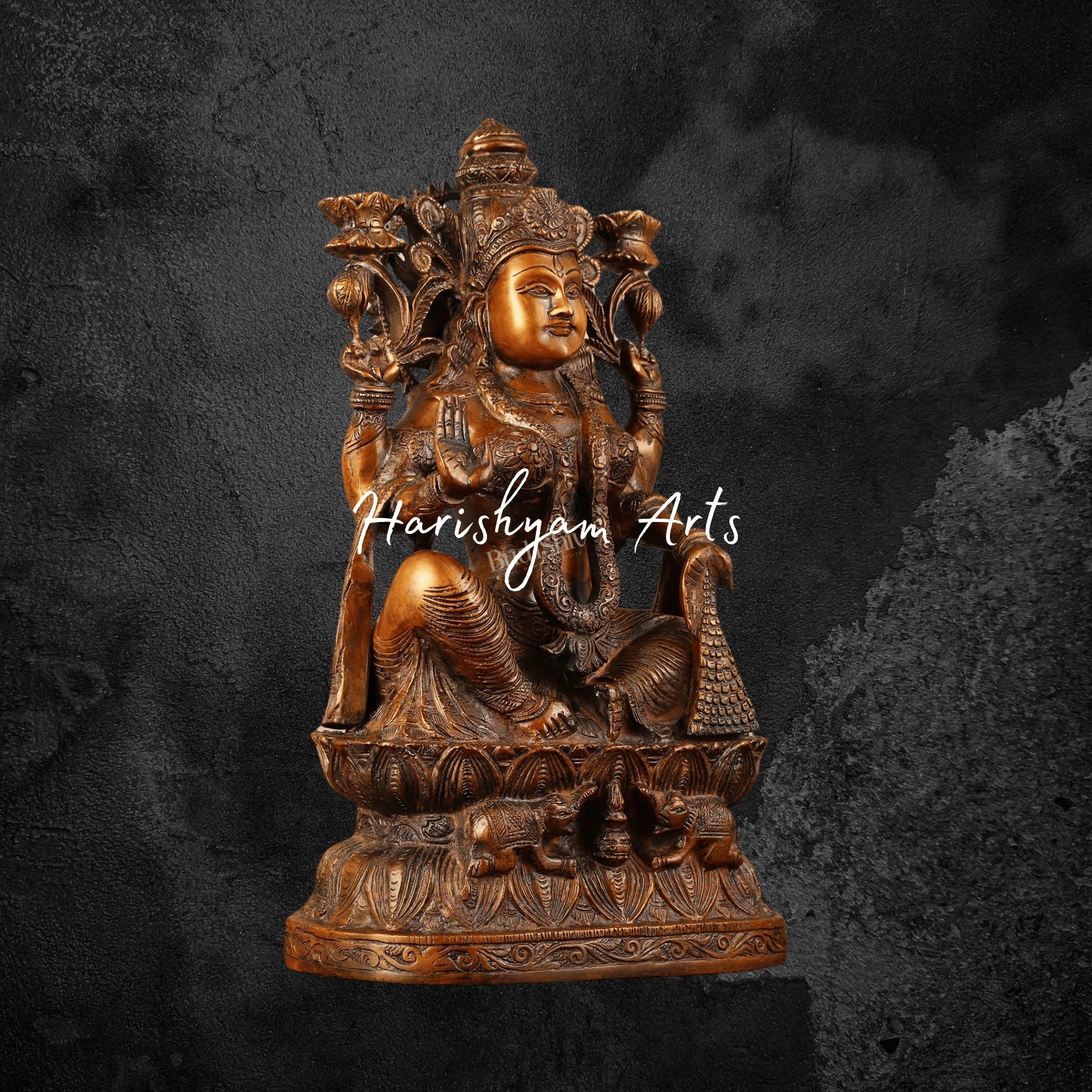16" Traditional Brass Lakshmi Murti for Temple and Pooja Room
