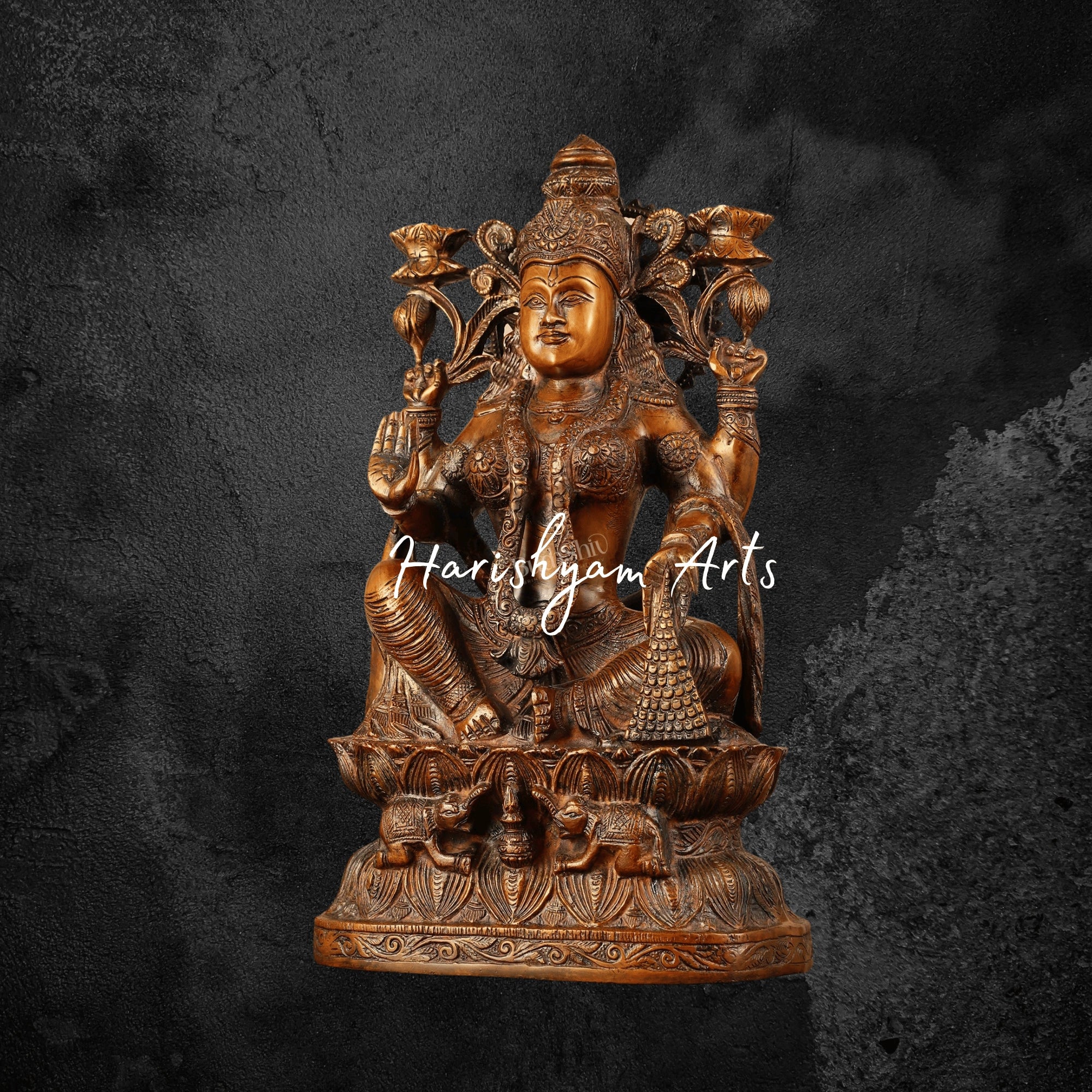 16" Traditional Brass Lakshmi Murti for Temple and Pooja Room