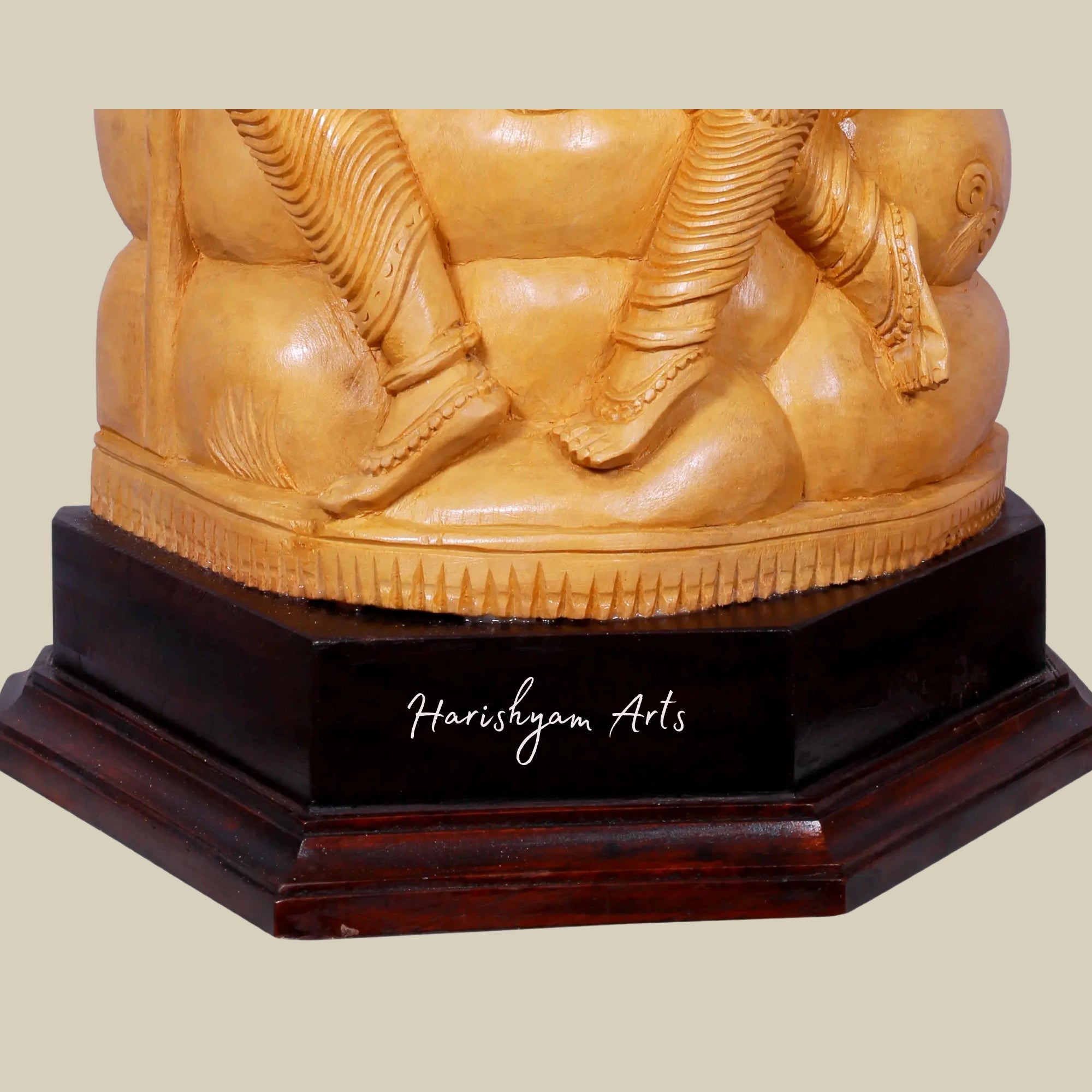 16" Lord Shiva with Parvati Wooden Idol Seated on Pedestal Perfect for Home Décor3