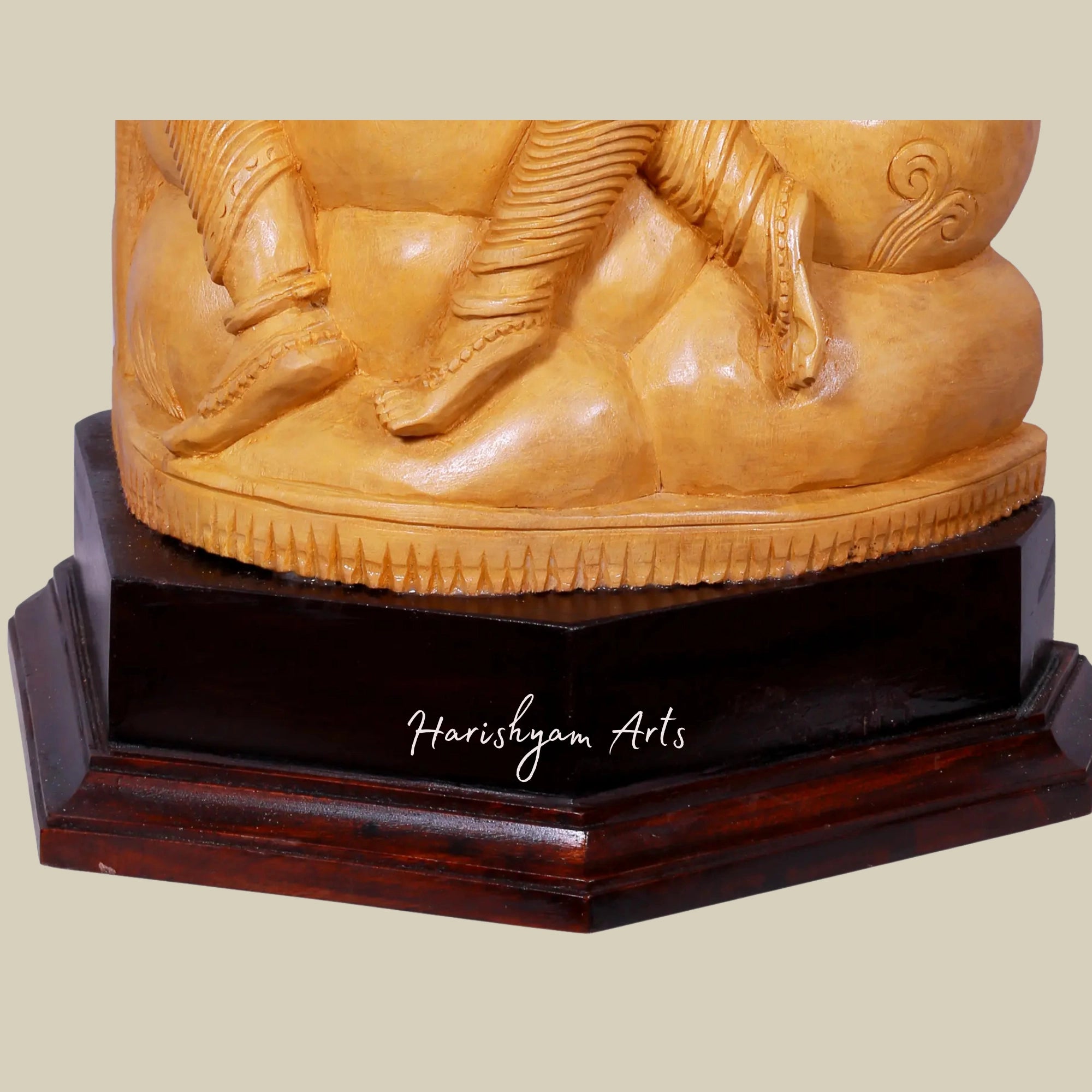 16" Lord Shiva with Parvati Wooden Idol Seated on Pedestal Perfect for Home Décor7