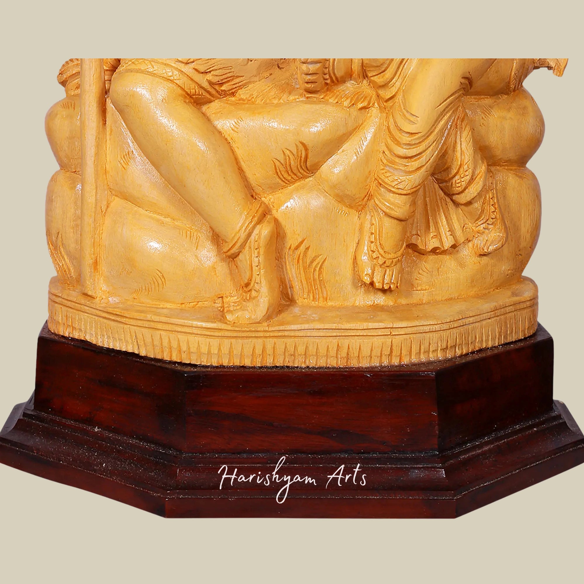 16" Wooden Shiva Parvati Seated on ThronE Wooden Statue for Pooja or Decor2
