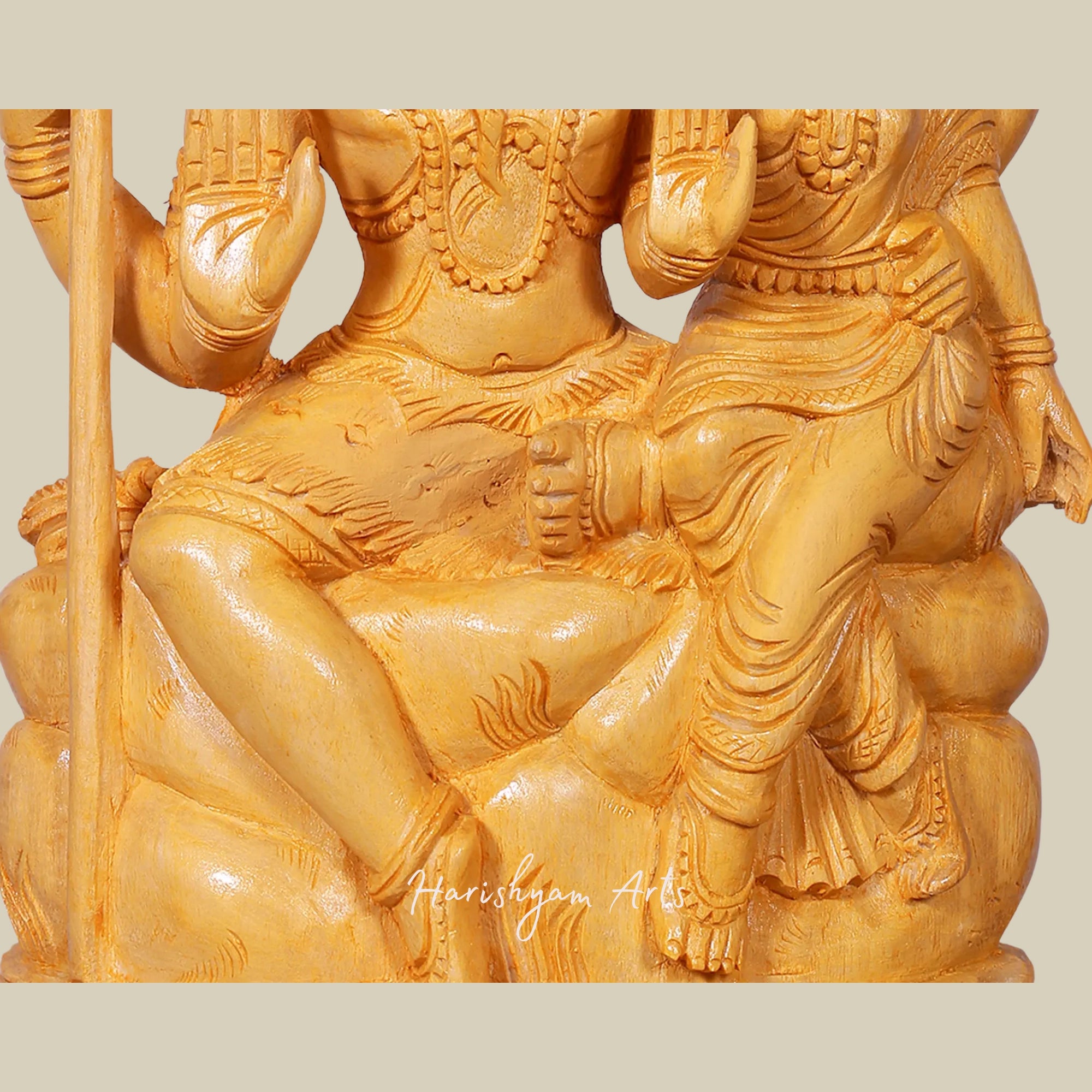 16" Wooden Shiva Parvati Seated on ThronE Wooden Statue for Pooja or Decor3