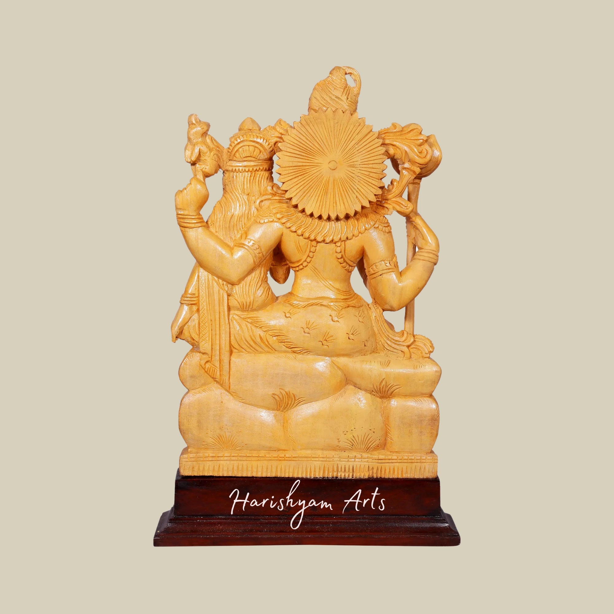 16" Wooden Shiva Parvati Seated on ThronE Wooden Statue for Pooja or Decor5