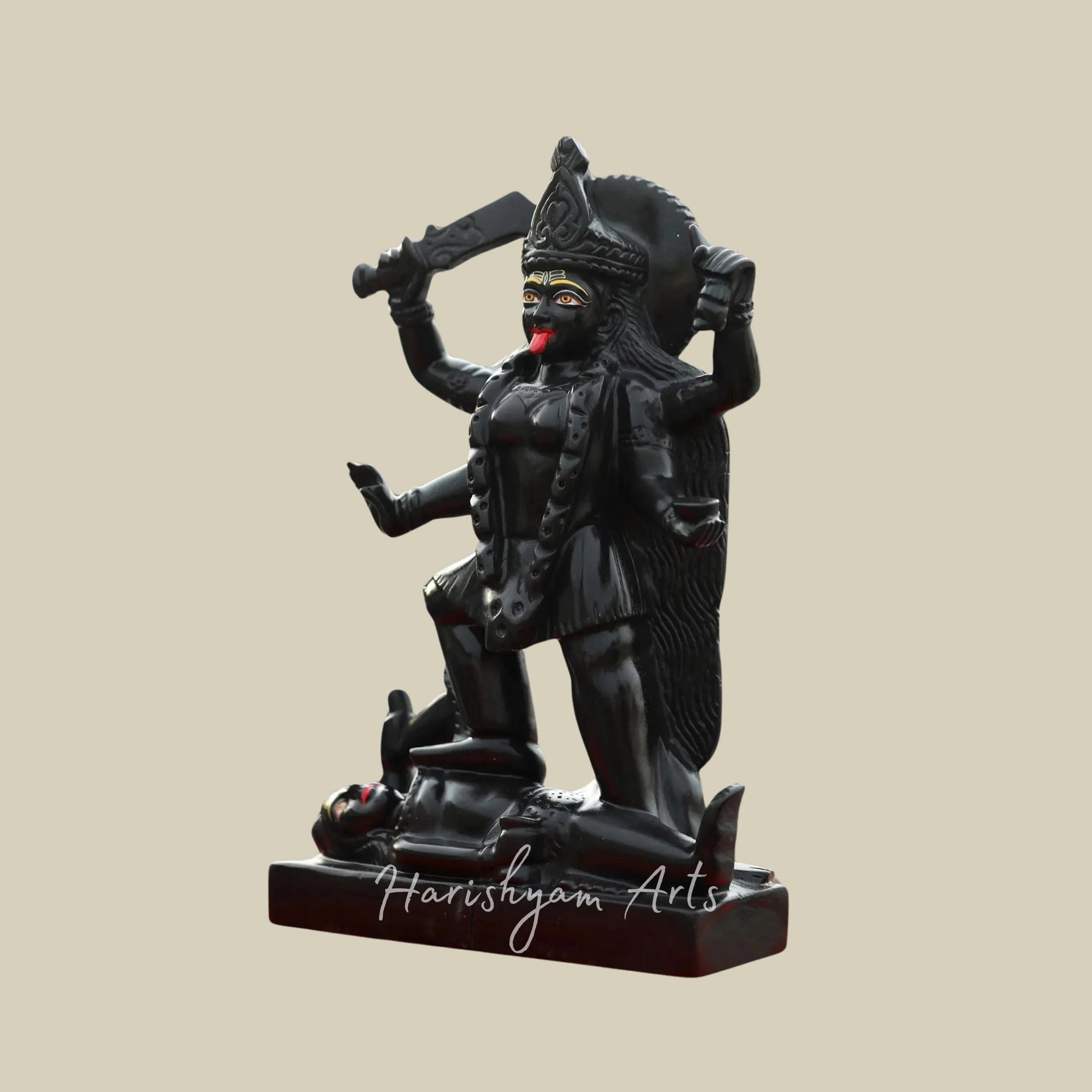 16" Chaturbhuja Maa Kali Black Marble Murti1