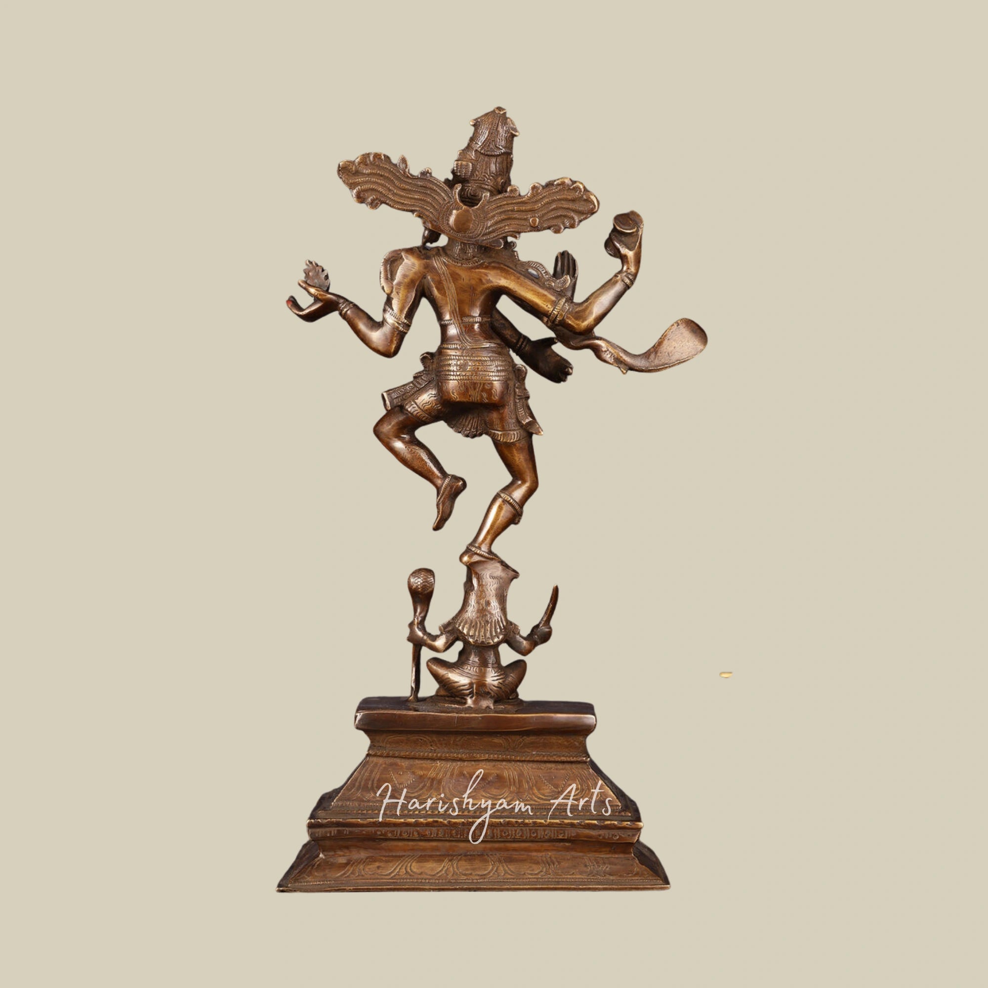 17" Antique Finish Lord Shiva Dancing Nataraja Statue in Brass