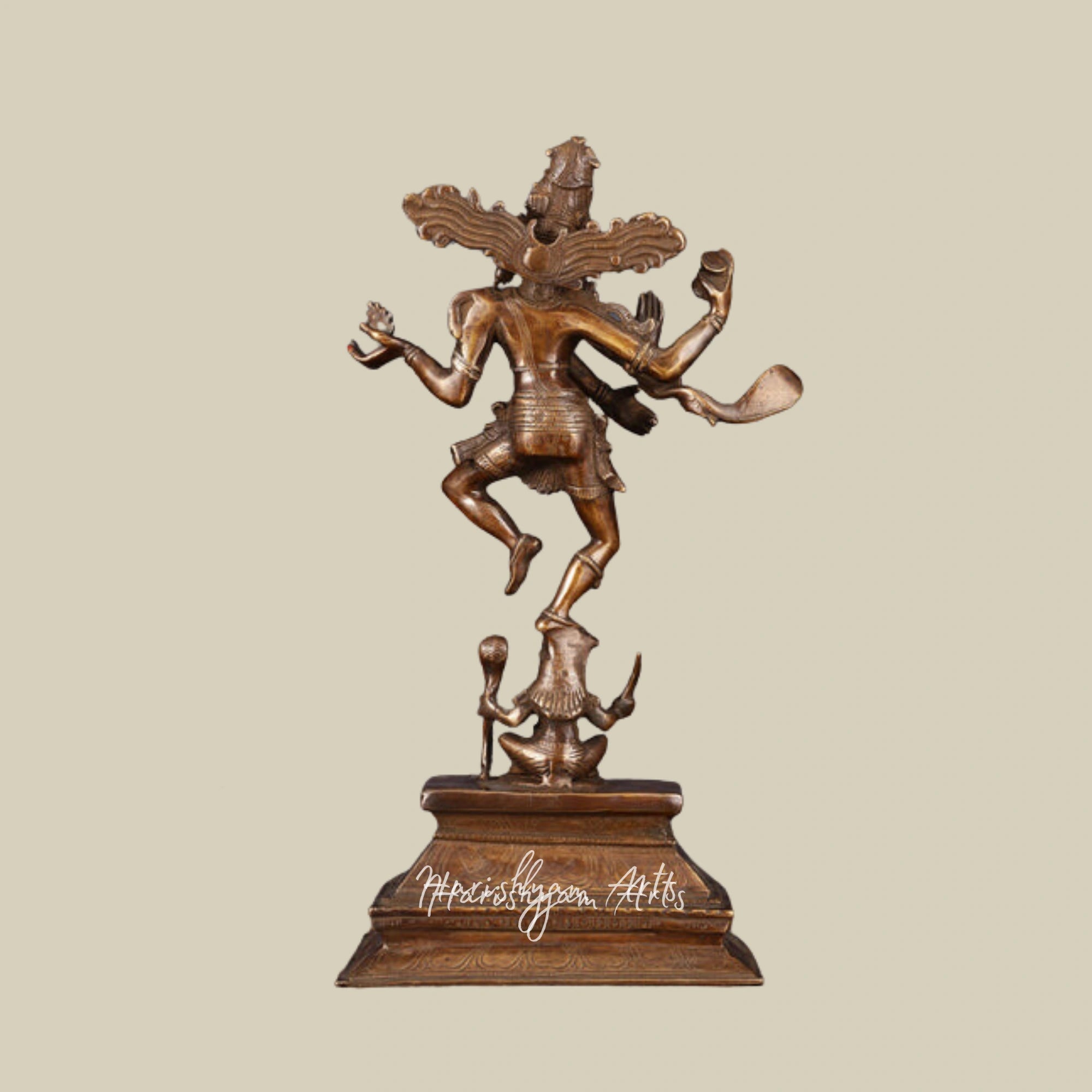 17" Antique Finish Lord Shiva Dancing Nataraja Statue in Brass