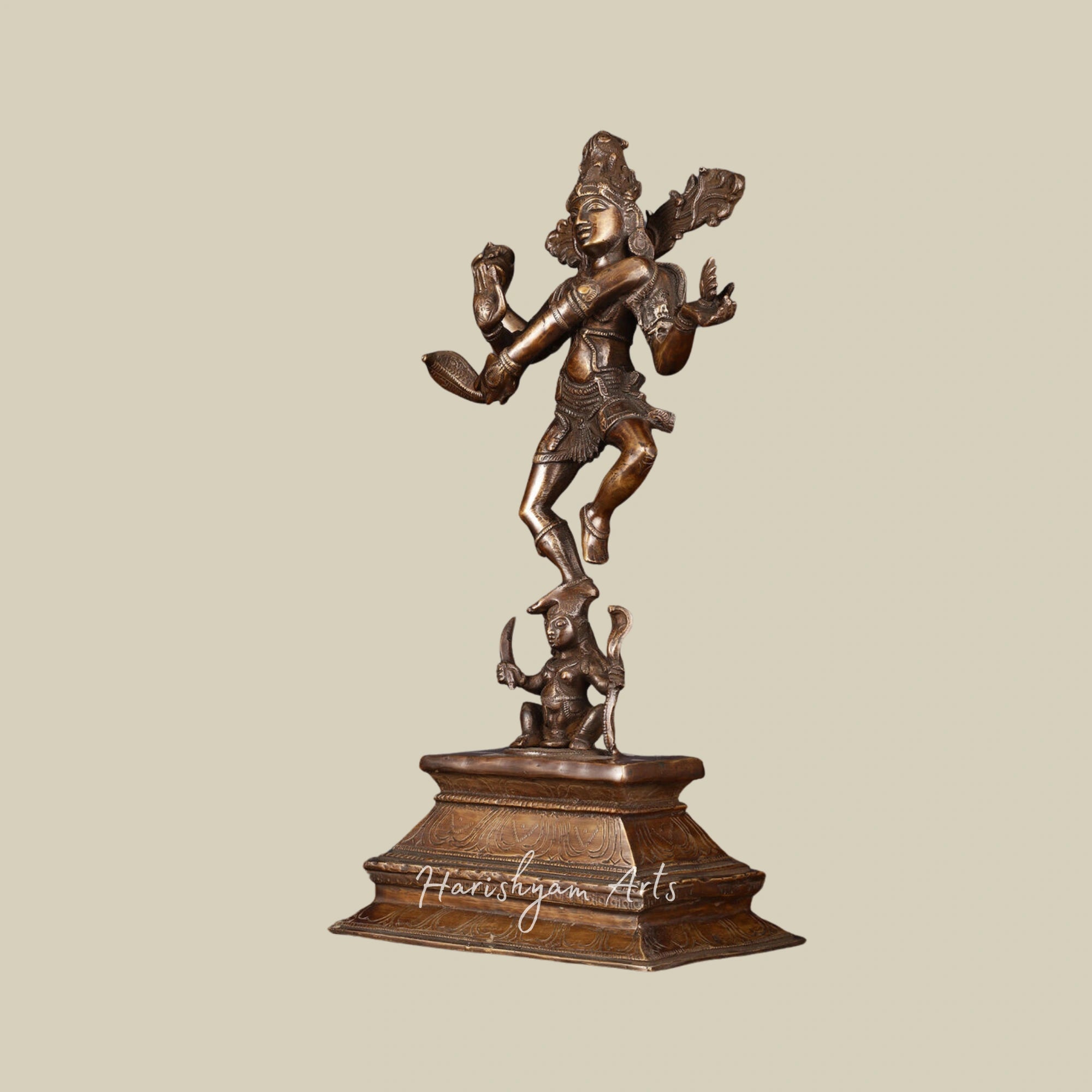 17" Antique Finish Lord Shiva Dancing Nataraja Statue in Brass