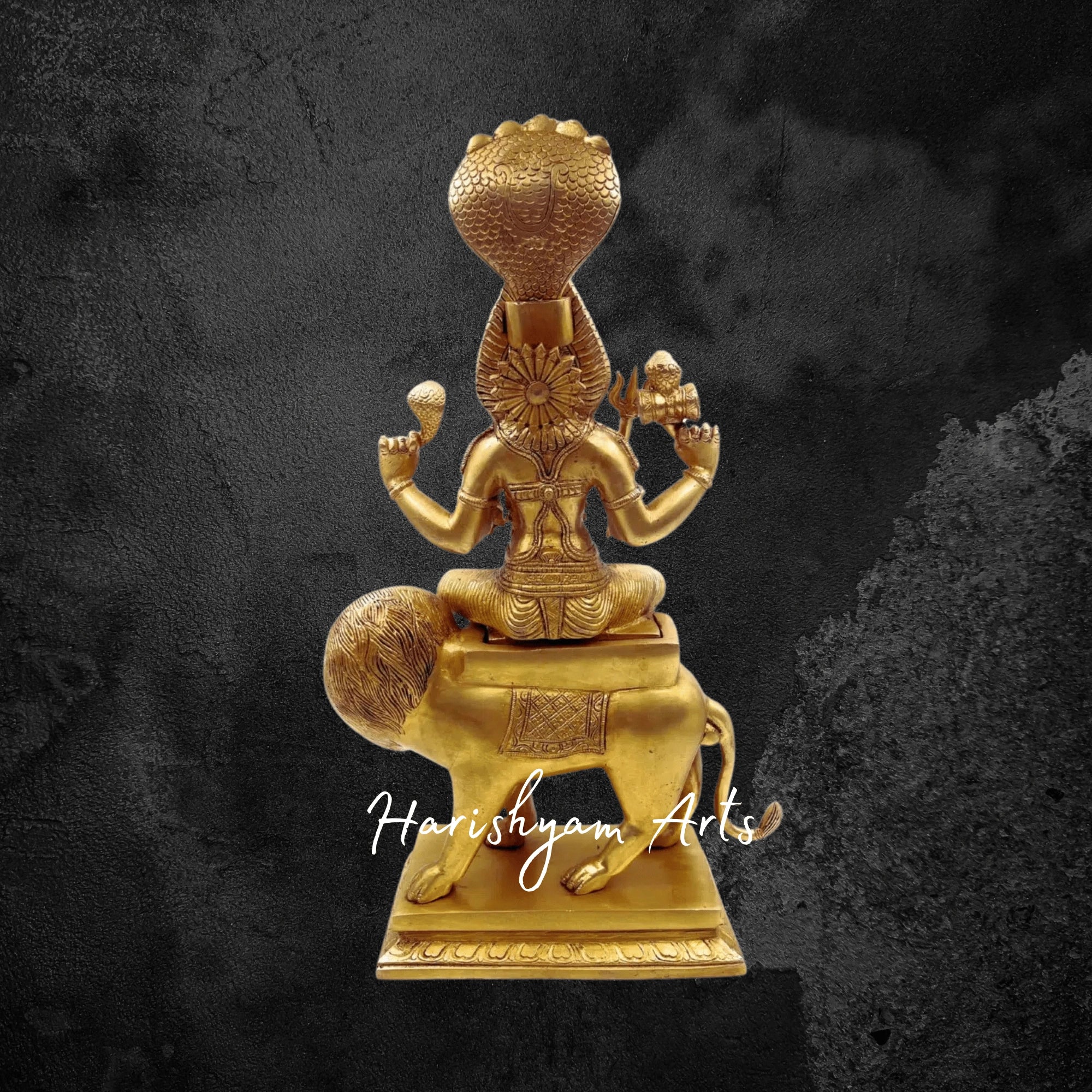 17" Brass Pratyangira Devi Idol – Narasimhi Statue of Divine Protection in Gold Finish2