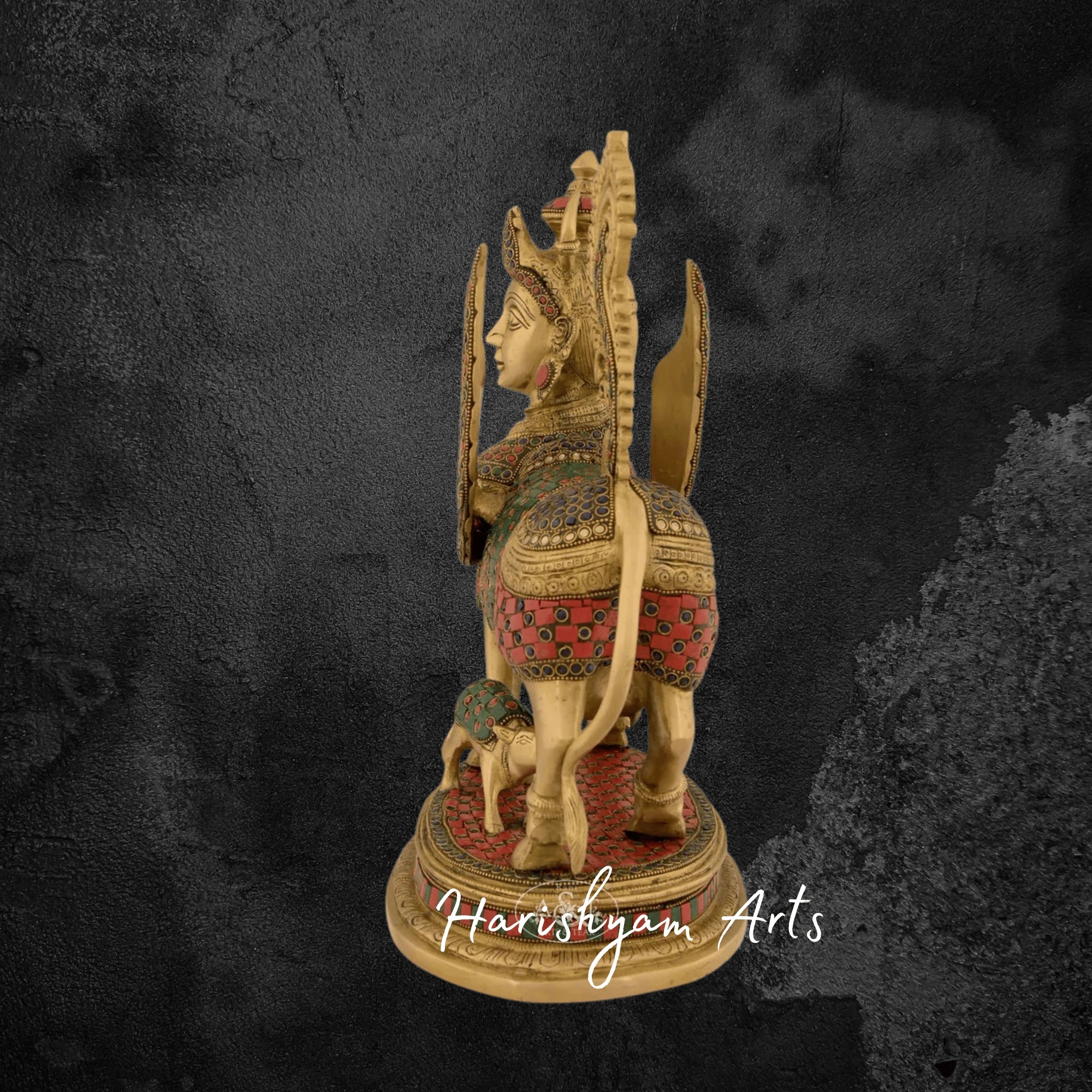 17" Buy Kamdhenu Cow Idol Online in Brass for Pooja Room