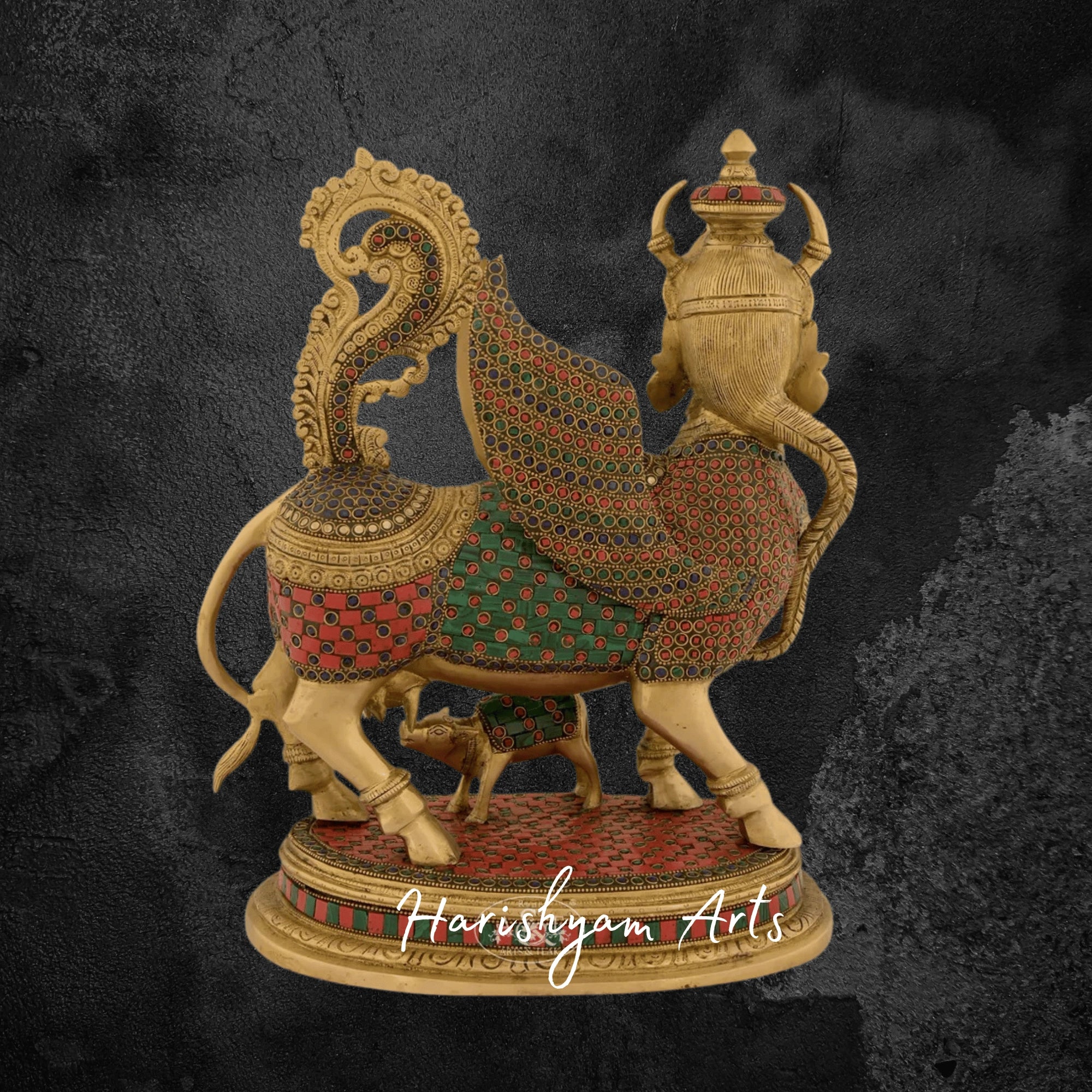 17" Buy Kamdhenu Cow Idol Online in Brass for Pooja Room