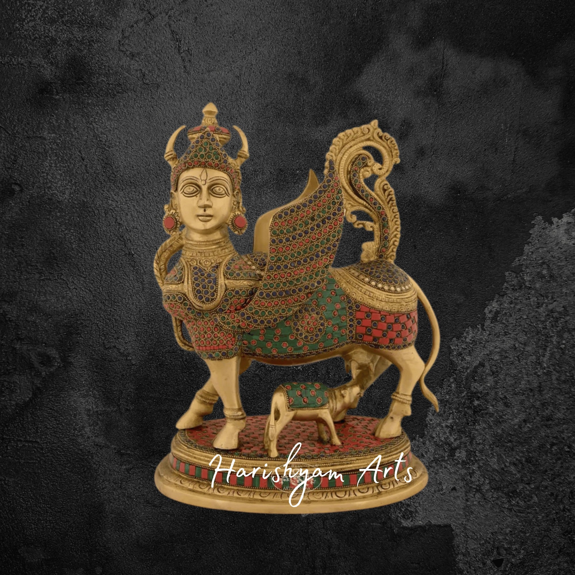 17" Buy Kamdhenu Cow Idol Online in Brass for Pooja Room