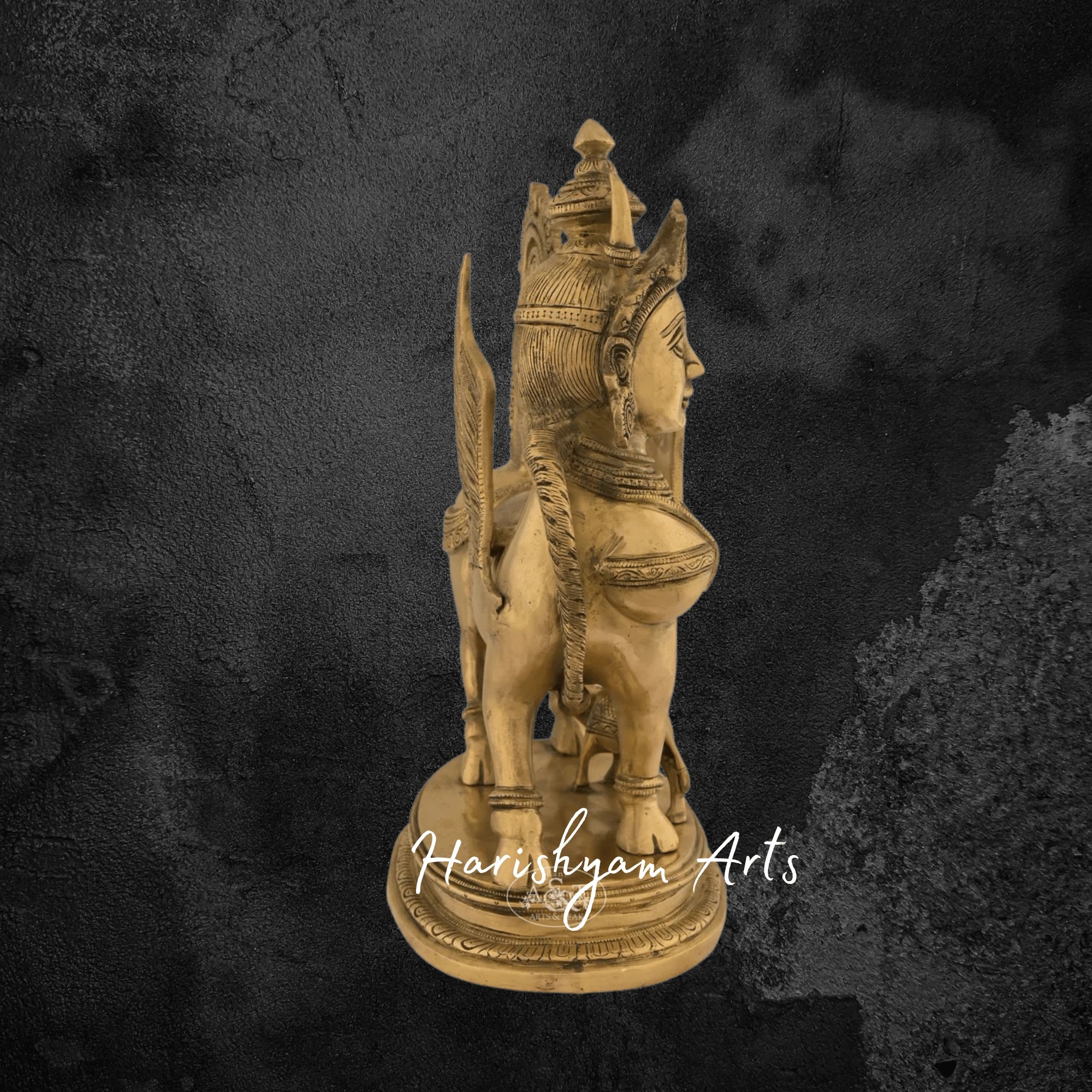 17" Divine Brass Kamadhenu Idol with Calf for Vastu and Pooja Room
