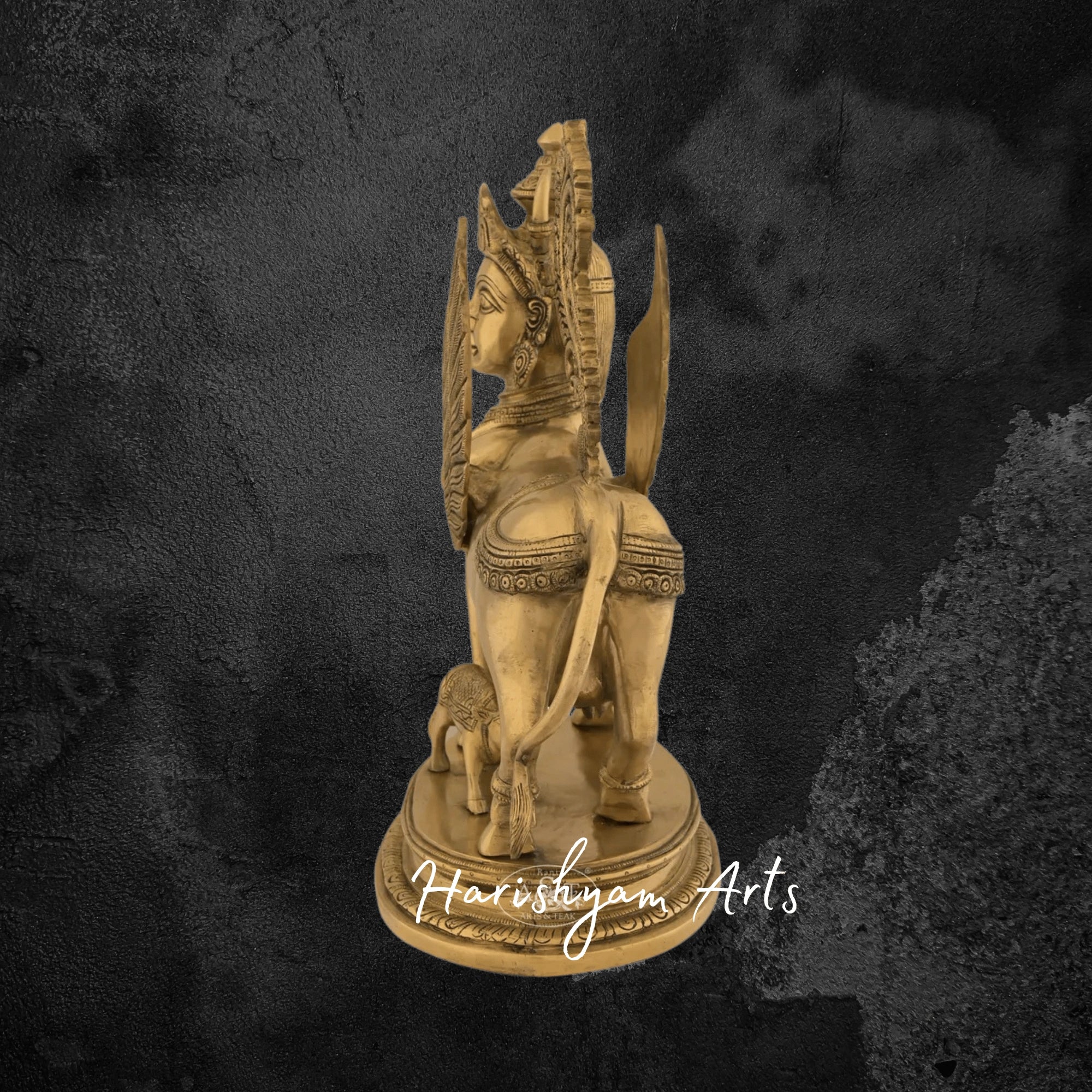 17" Divine Brass Kamadhenu Idol with Calf for Vastu and Pooja Room