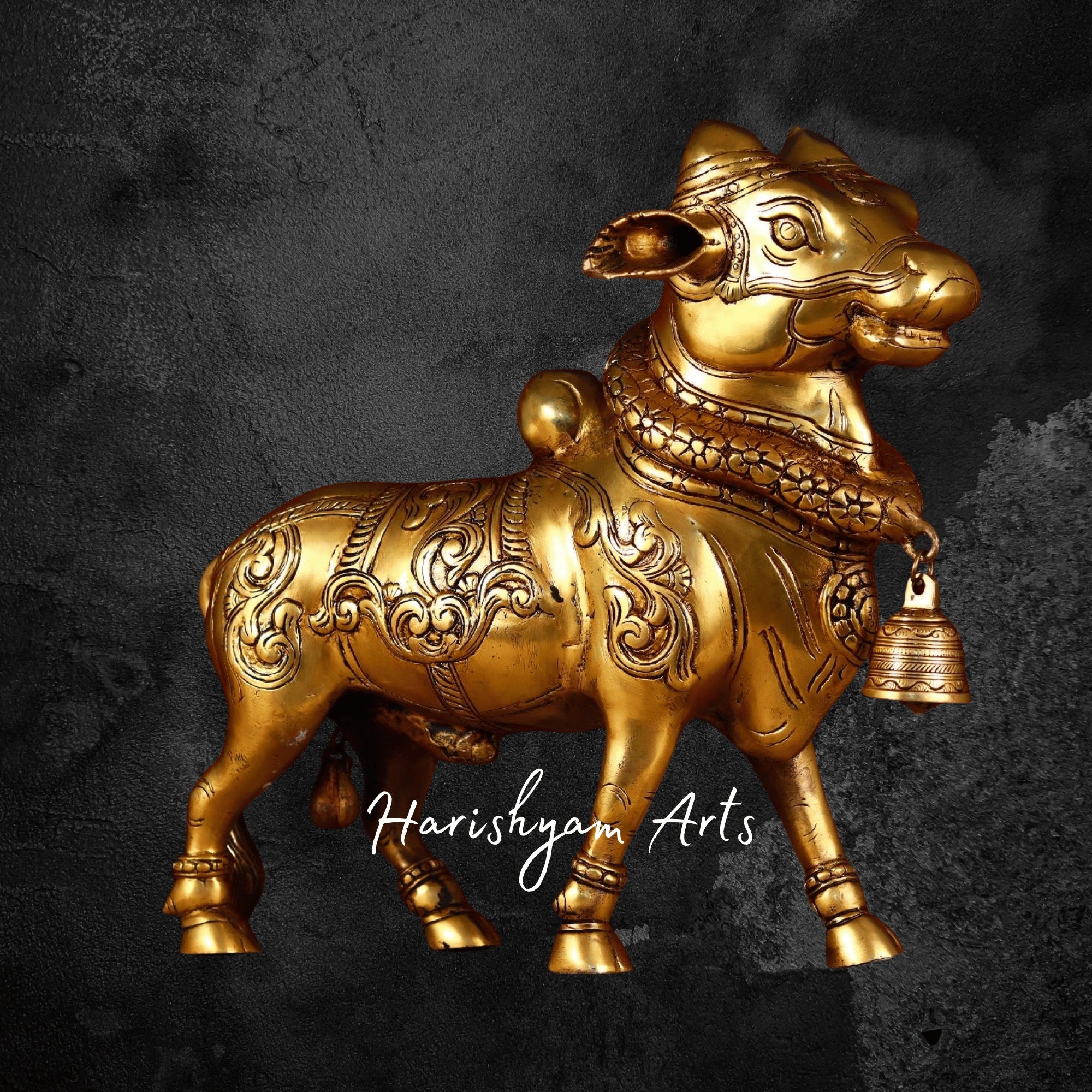 17" Standing Nandi Maharaj Statue in Brass for Devotional Use