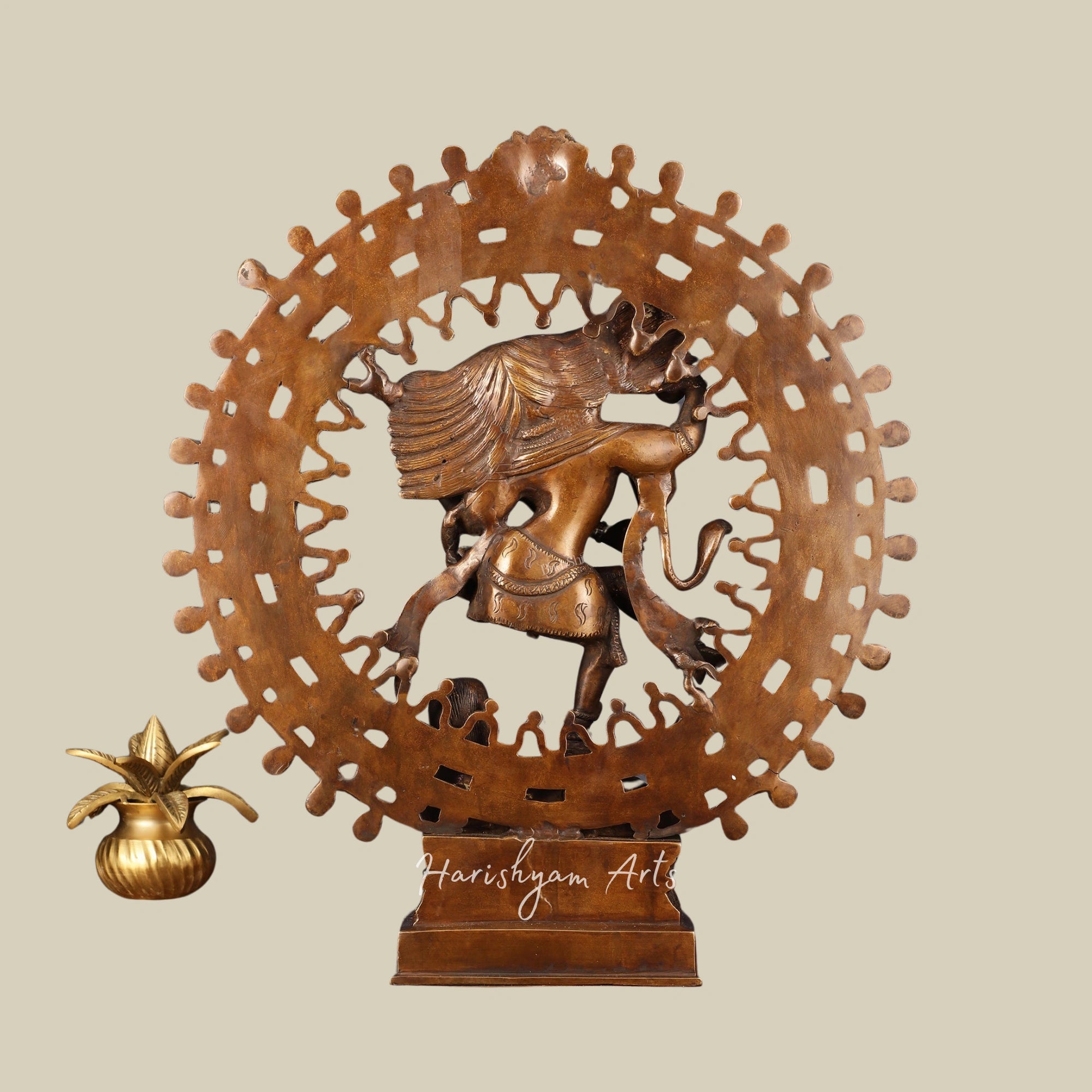 17" Timeless Vintage Brass Nataraja Statue with Intricate Dreadlock Design