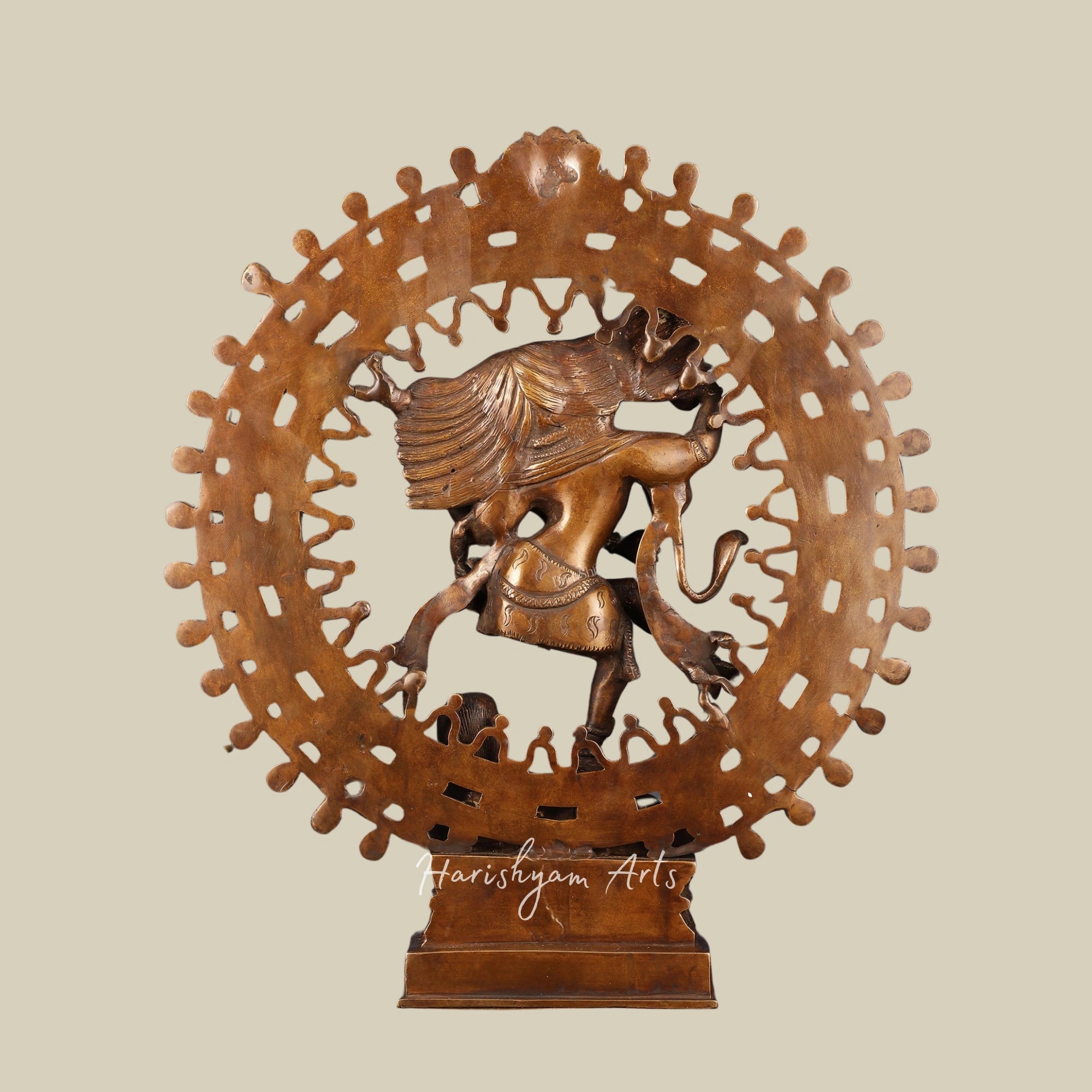 17" Timeless Vintage Brass Nataraja Statue with Intricate Dreadlock Design