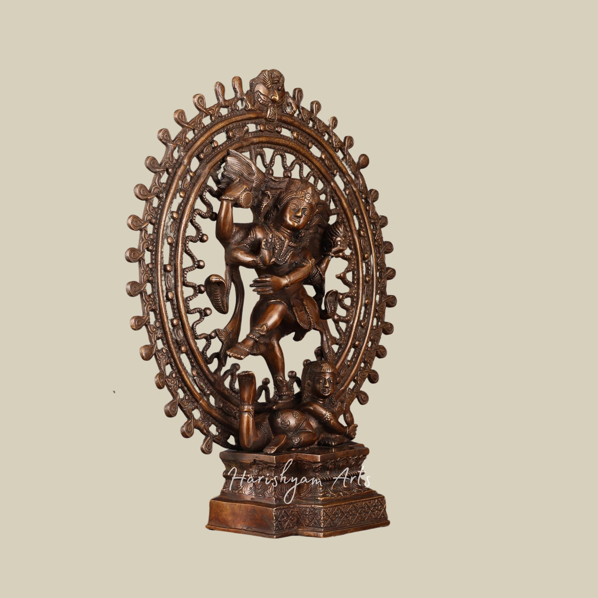 17" Timeless Vintage Brass Nataraja Statue with Intricate Dreadlock Design