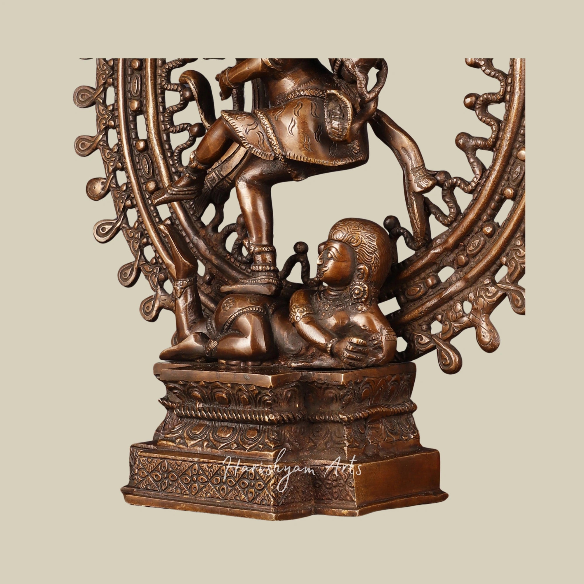 17" Timeless Vintage Brass Nataraja Statue with Intricate Dreadlock Design