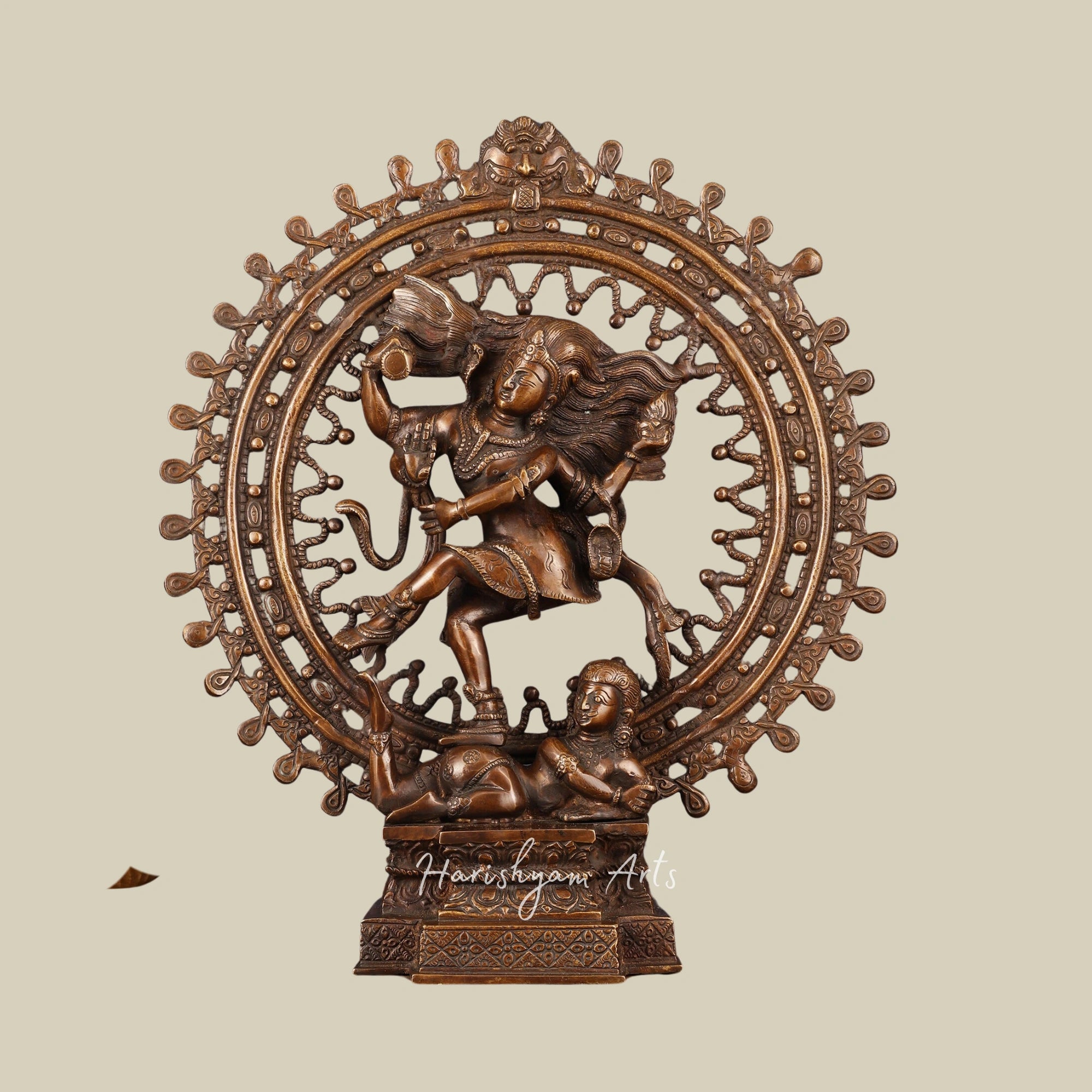 17" Timeless Vintage Brass Nataraja Statue with Intricate Dreadlock Design