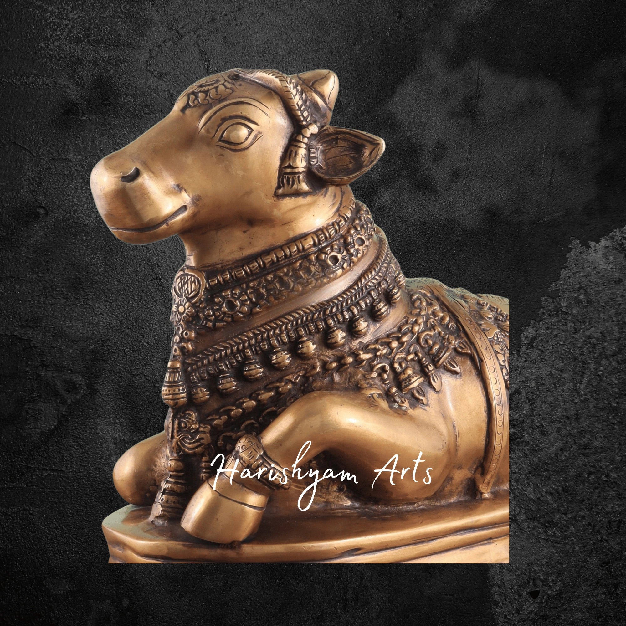 17" Vintage Brass Nandi Statue on Base for Spiritual Spaces