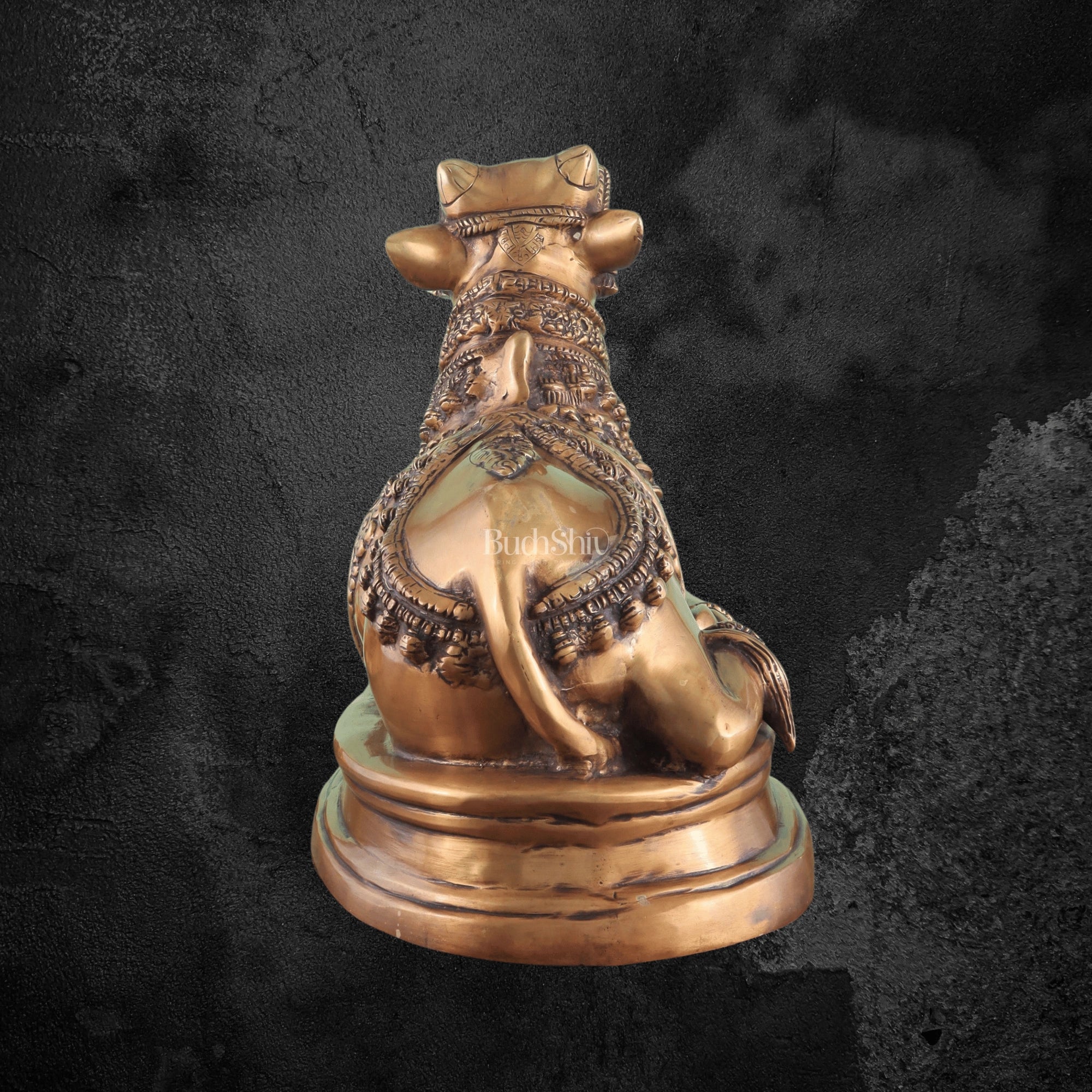 17" Vintage Brass Nandi Statue on Base for Spiritual Spaces