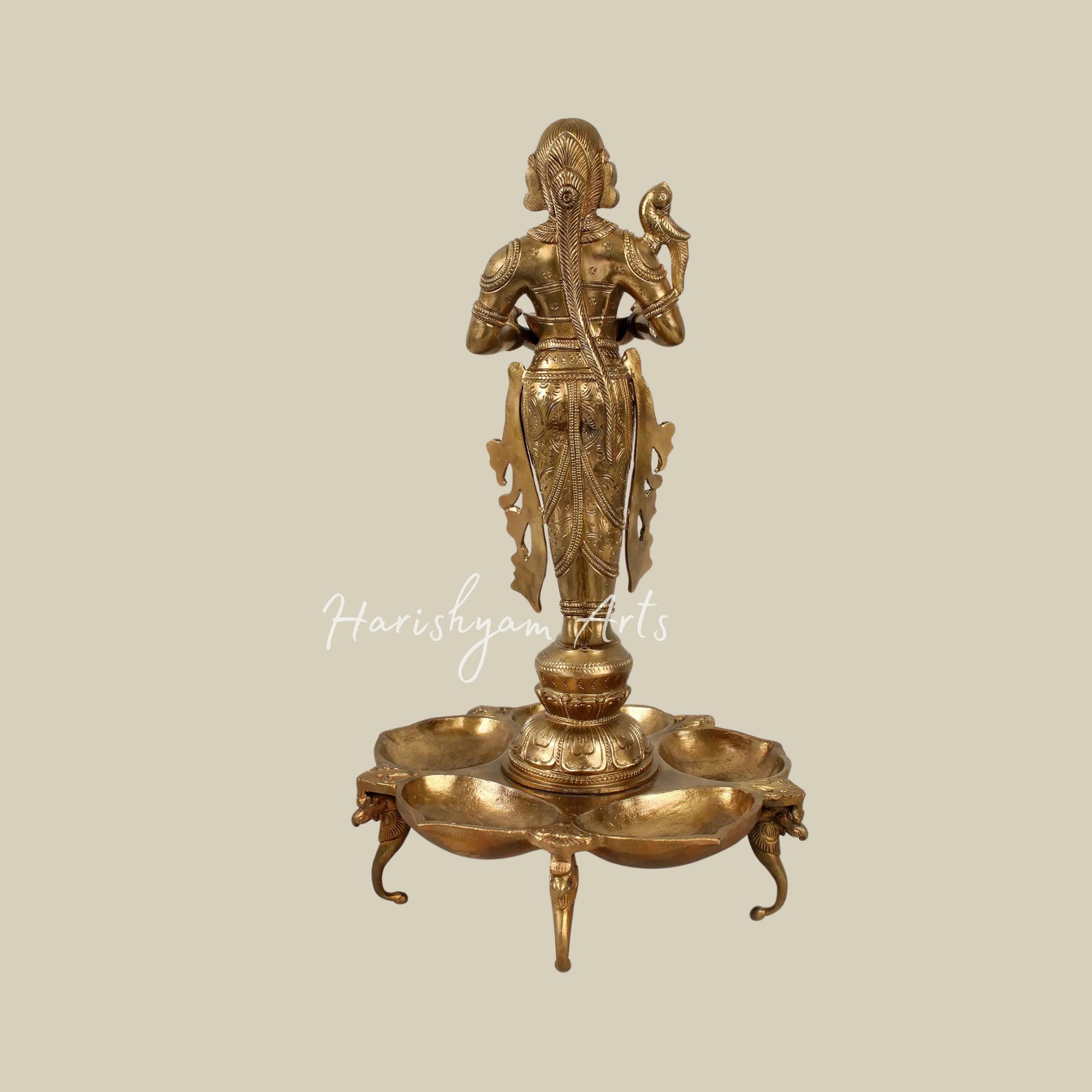 17" Graceful Deepalakshmi Holding a Lamp on a Tray of Lamps8