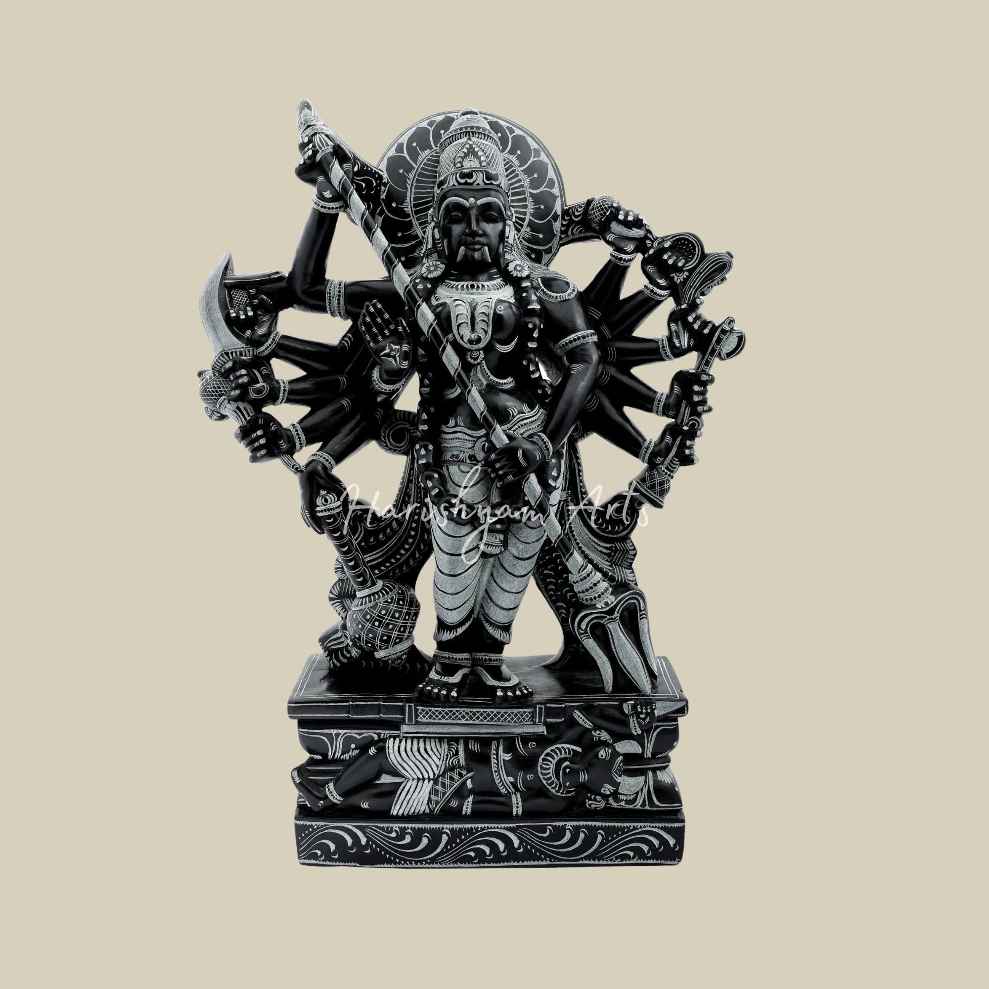 17" Handcrafted Marble Kali Maa Idol South Style
