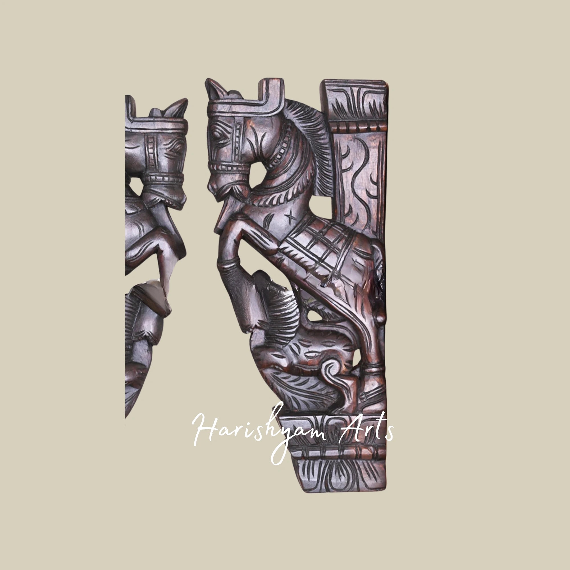 18" Elegant Paired Wooden Wall Brackets with Good Luck Upraised Legs Design