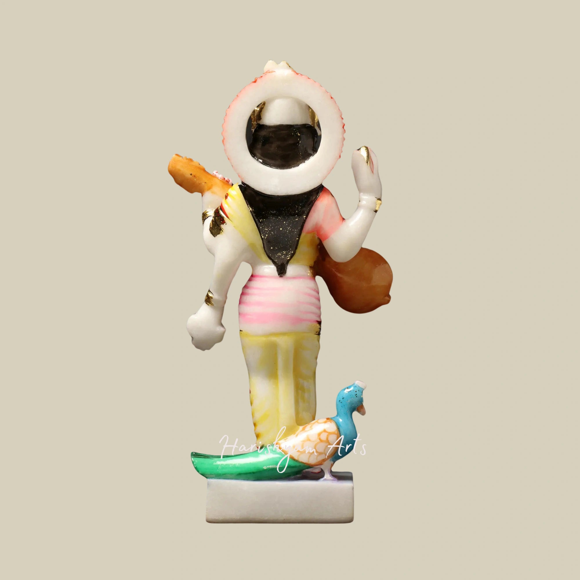 18" Four-Armed Standing Goddess Saraswati Marble Murti11