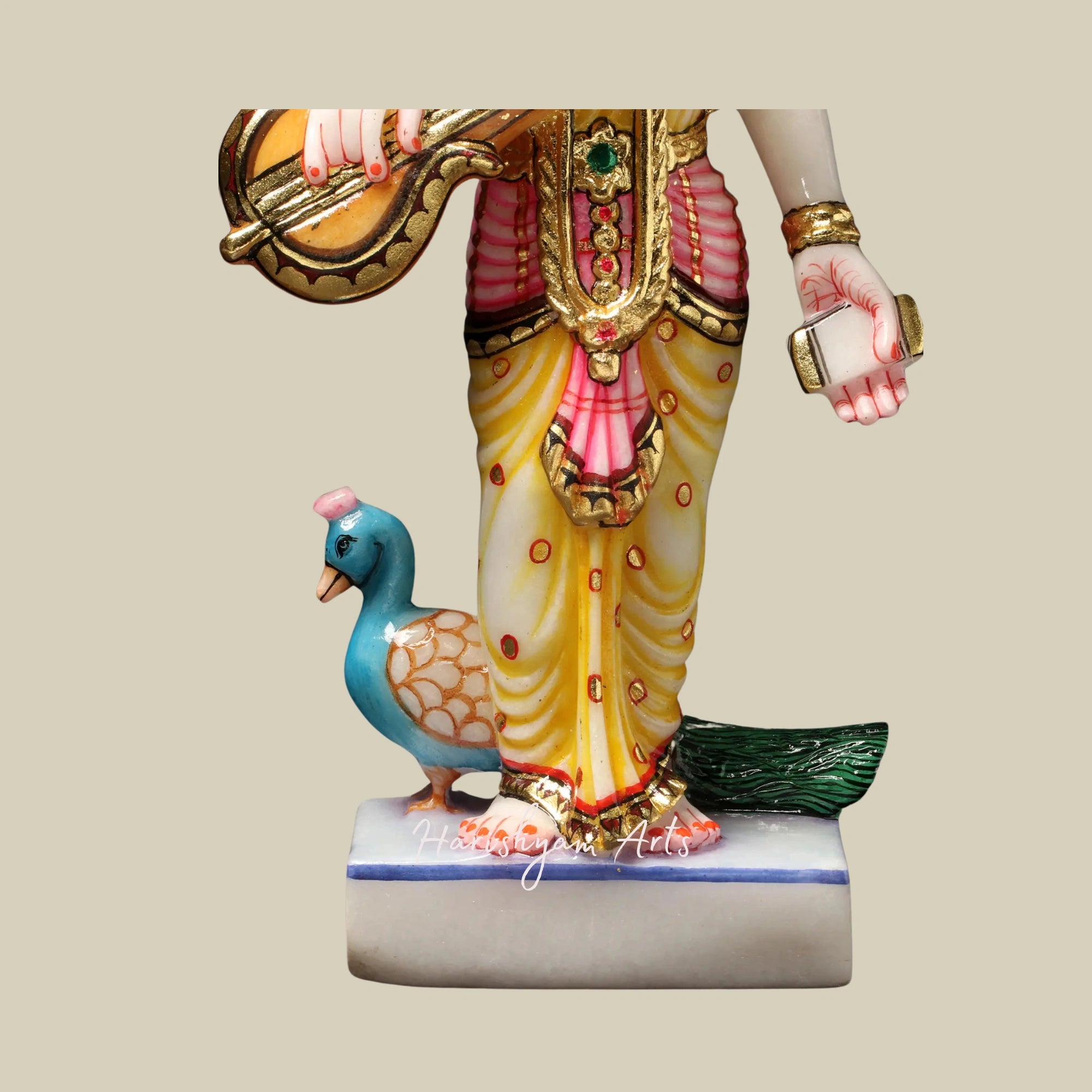 18" Four-Armed Standing Goddess Saraswati Marble Murti2