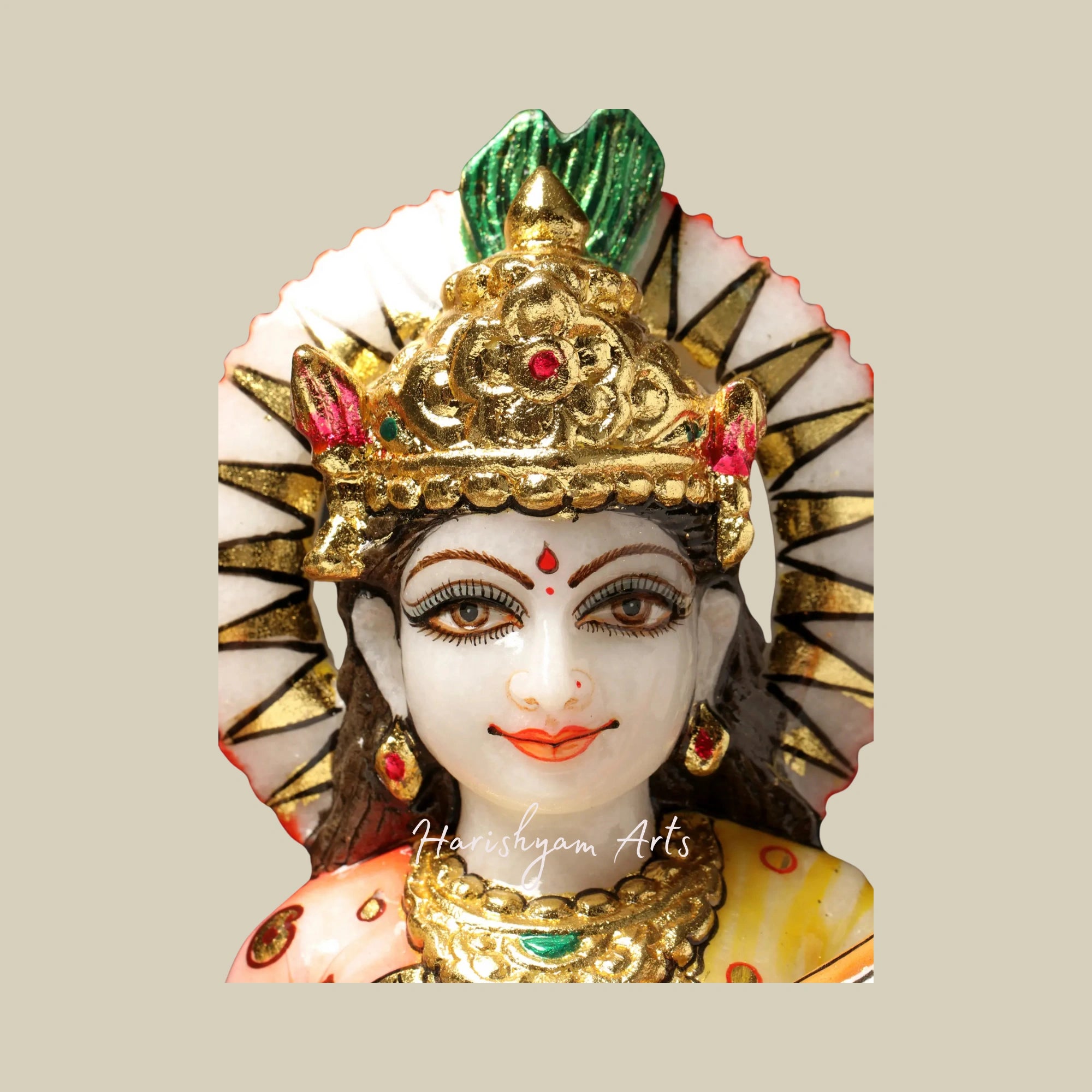 18" Four-Armed Standing Goddess Saraswati Marble Murti3