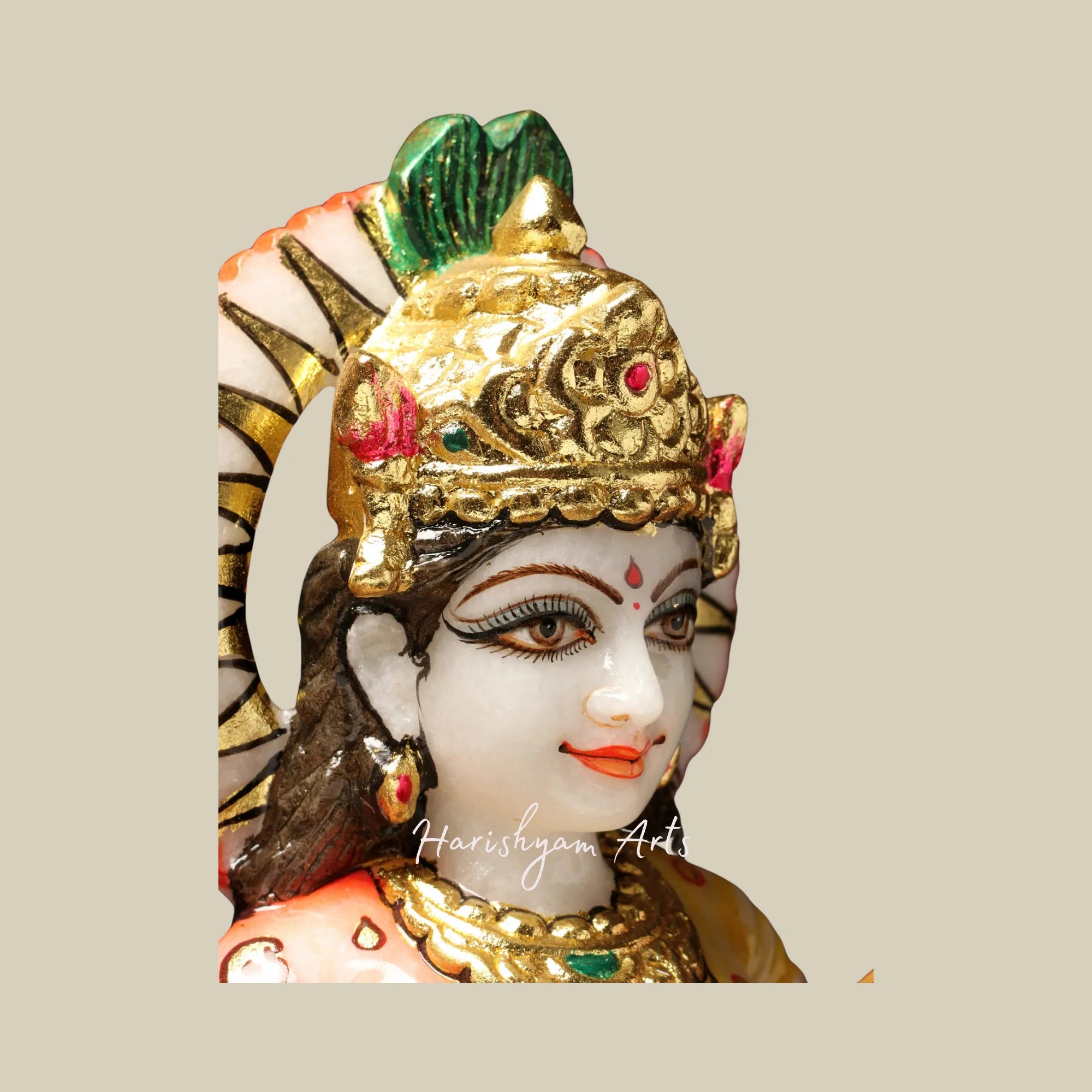 18" Four-Armed Standing Goddess Saraswati Marble Murti7