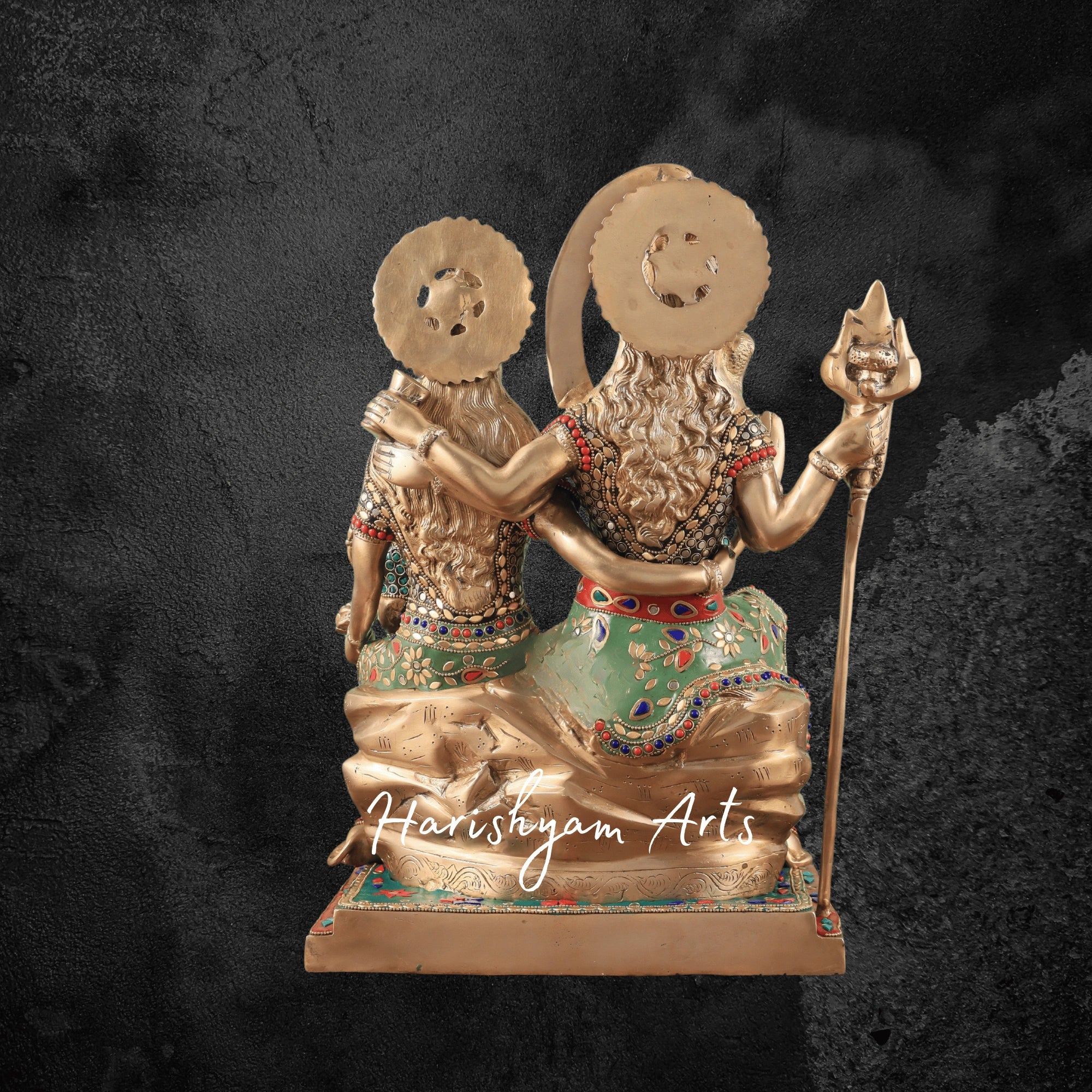 18" Handcrafted Brass Lord Shiva Family Idol with Meenakari Artwork