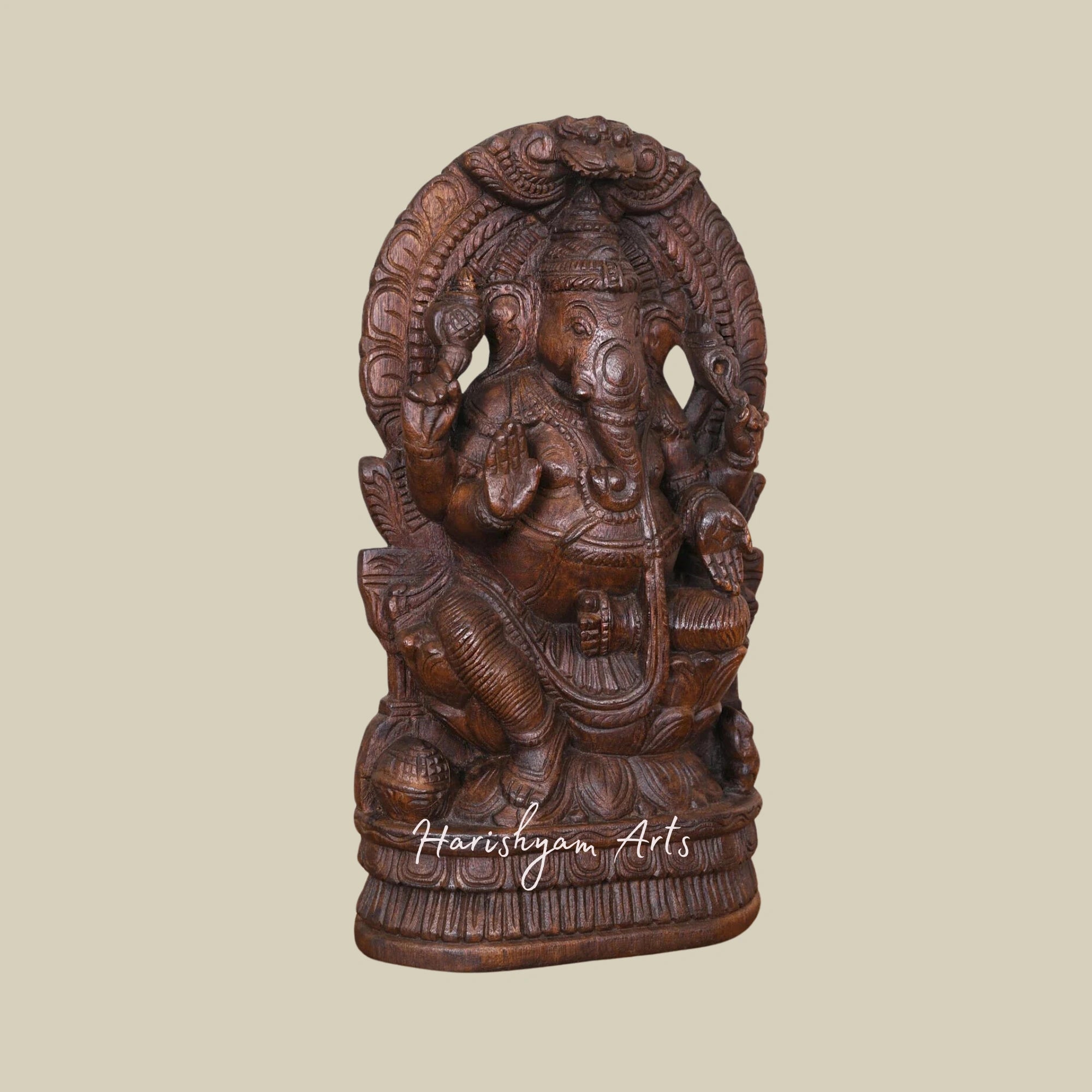 18" Handcrafted Wooden Ganesha Statue for Wall Hanging Pooja Room Decor1